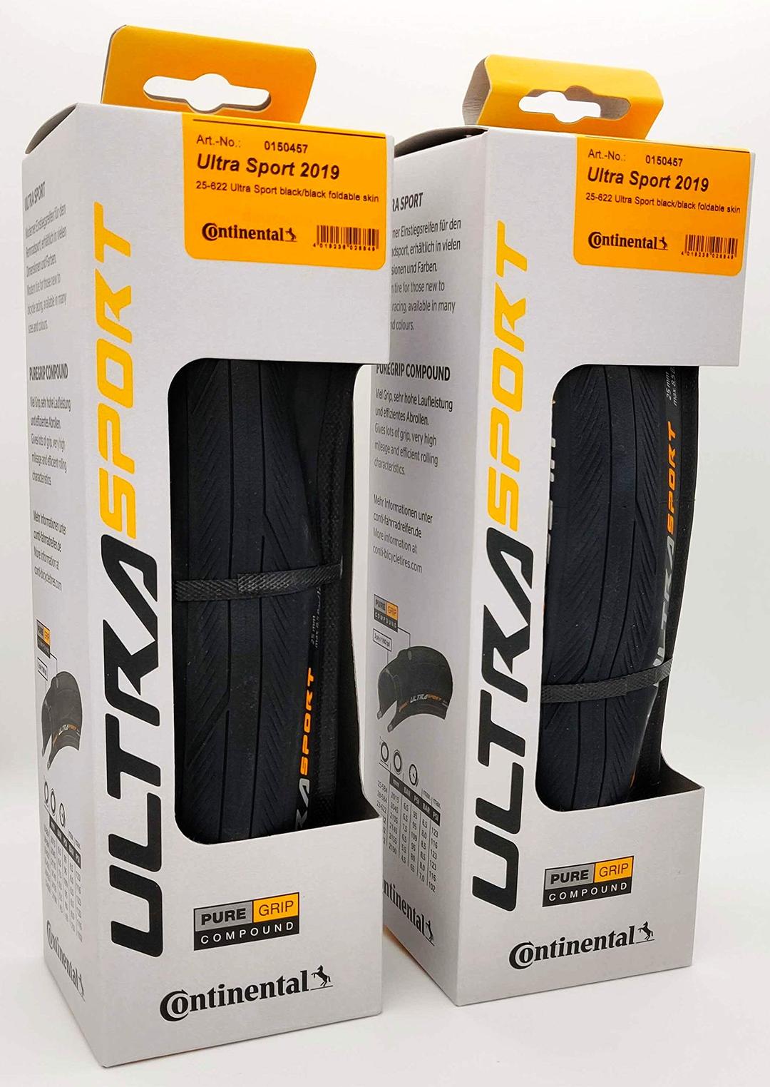 ContinentalUltra Sport III 700x25c Black/Black Folding PureGrip - Pair (2 Tires)