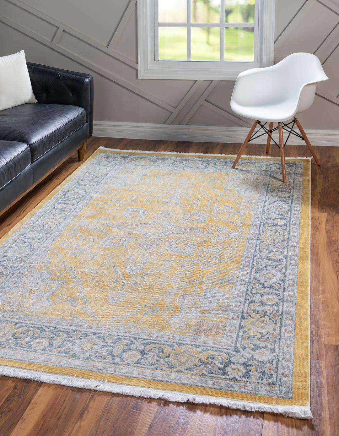 Unique Loom Baracoa Collection Area Rug - Prado (4' 3" x 6' 1" Rectangle, Yellow/ Ivory)