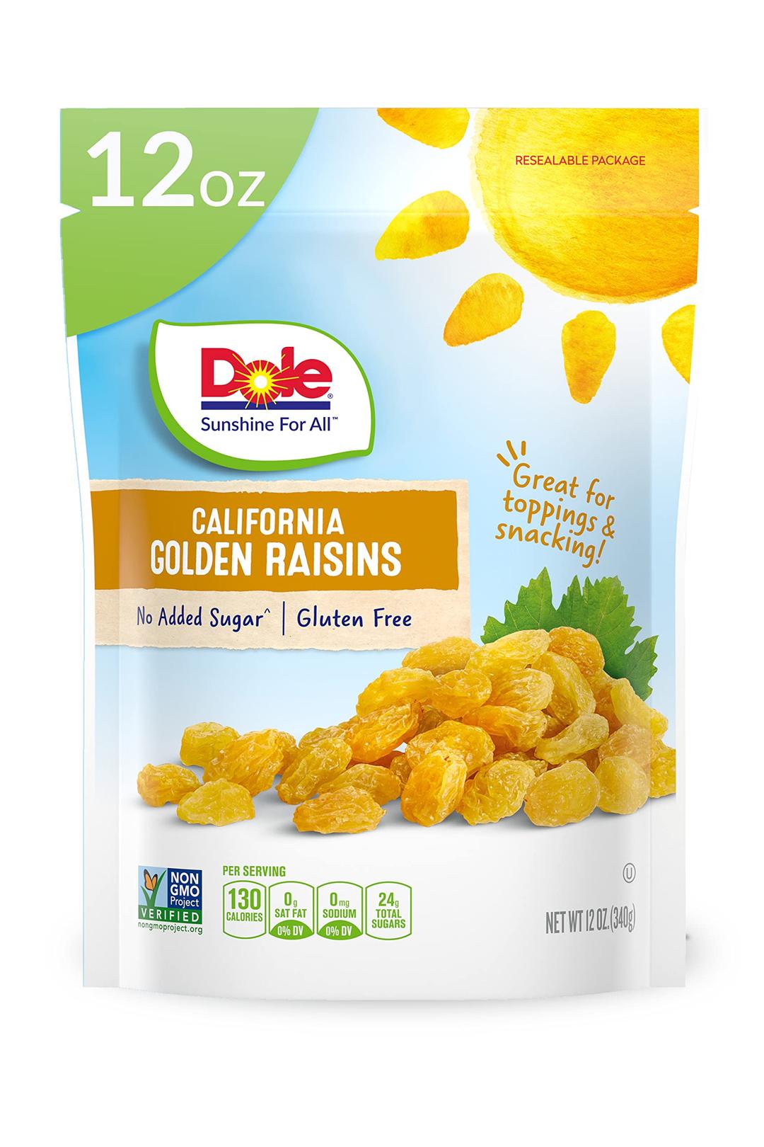 Dole California Golden Raisins, Dried Fruit, Healthy Snack, 12 Oz