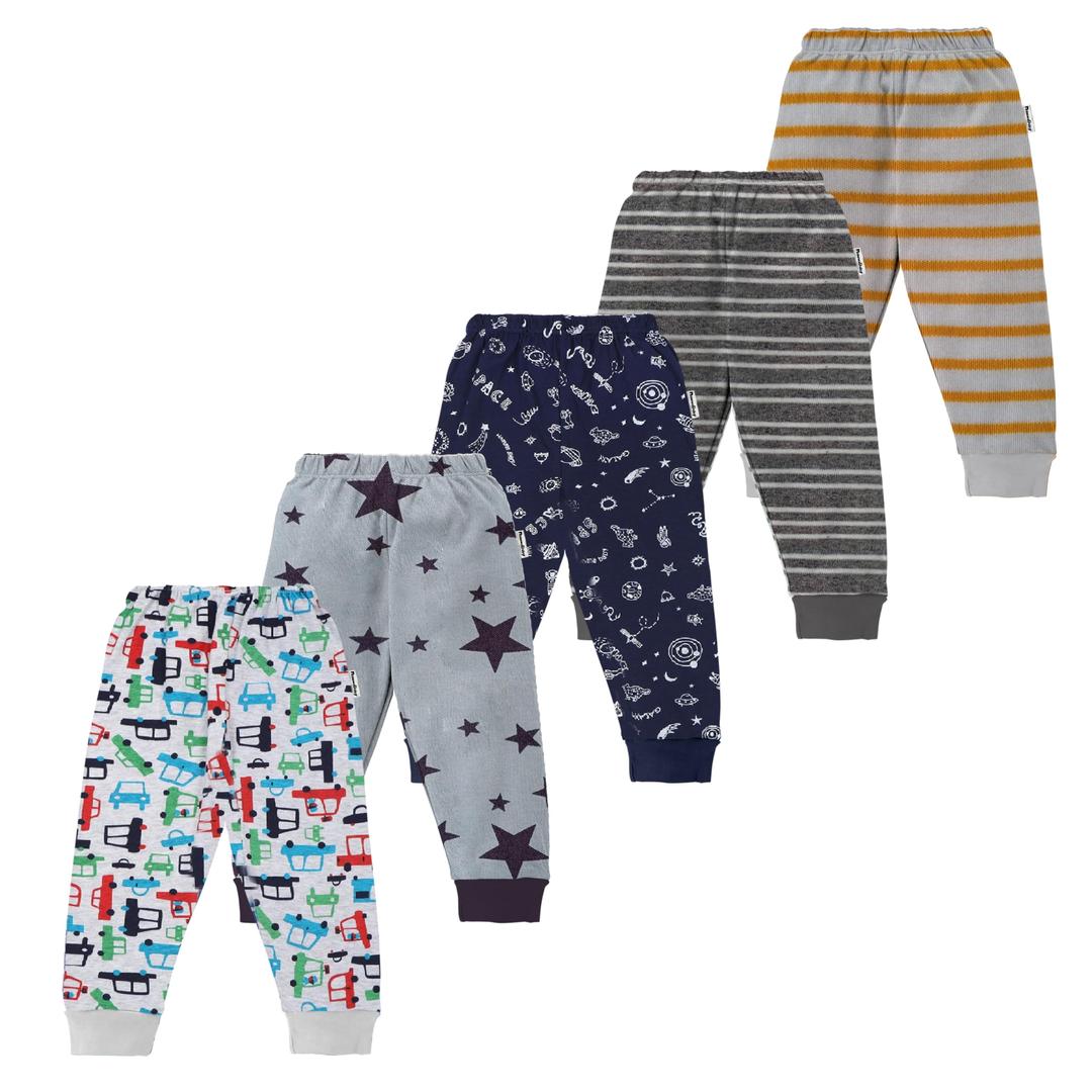 NammaBabyCotton Pajama Pants with All Over Print for Boys and Girls (Multicolor Designs)(Regular Fit)(Pack of 5)