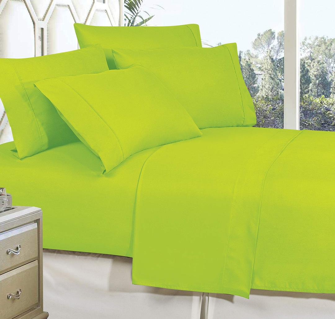 Celine Linen Best, Softest, Coziest Bed Sheets Ever! 1800 Thread Count Egyptian Quality Wrinkle-Resistant 4-Piece Sheet Set with Deep Pockets, King Lime