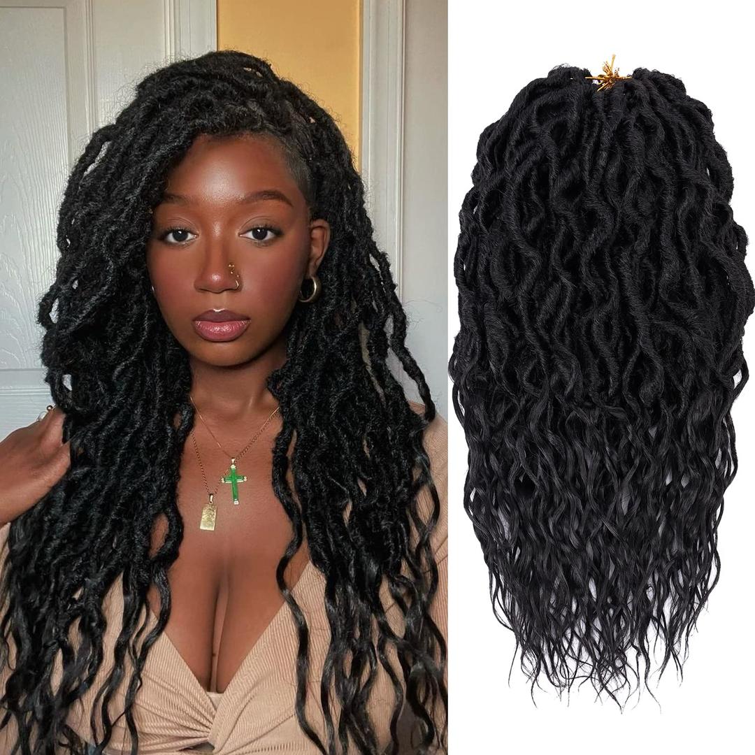 Faux Locs Crochet Hair 6 Packs Soft Locs Crochet Braids for Women Pre Looped Goddess Locs Crochet Hair 16 Inch Boho Locs Crochet Braids with Curly Ends Synthetic Braiding Hair Extensions