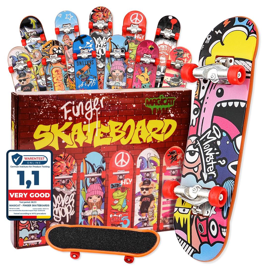 MagicatPremium Fingerboard Set I 12 Cool Finger Skateboards for Kids I Party Favors I Finger Boards for Kids I Finger Skateboard I 4 Year Old boy Birthday Gift