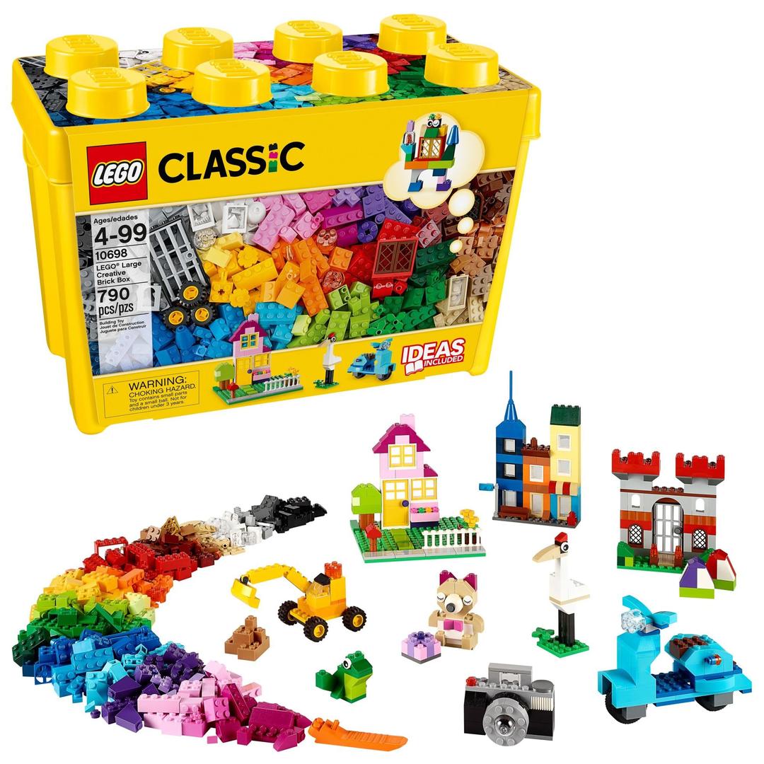 LEGOClassic Large Creative Brick Box 10698 Building Toy Set, Toy Storage Solution for Home or Classrooms, Interactive Building Toy for Kids, Boys, and Girls