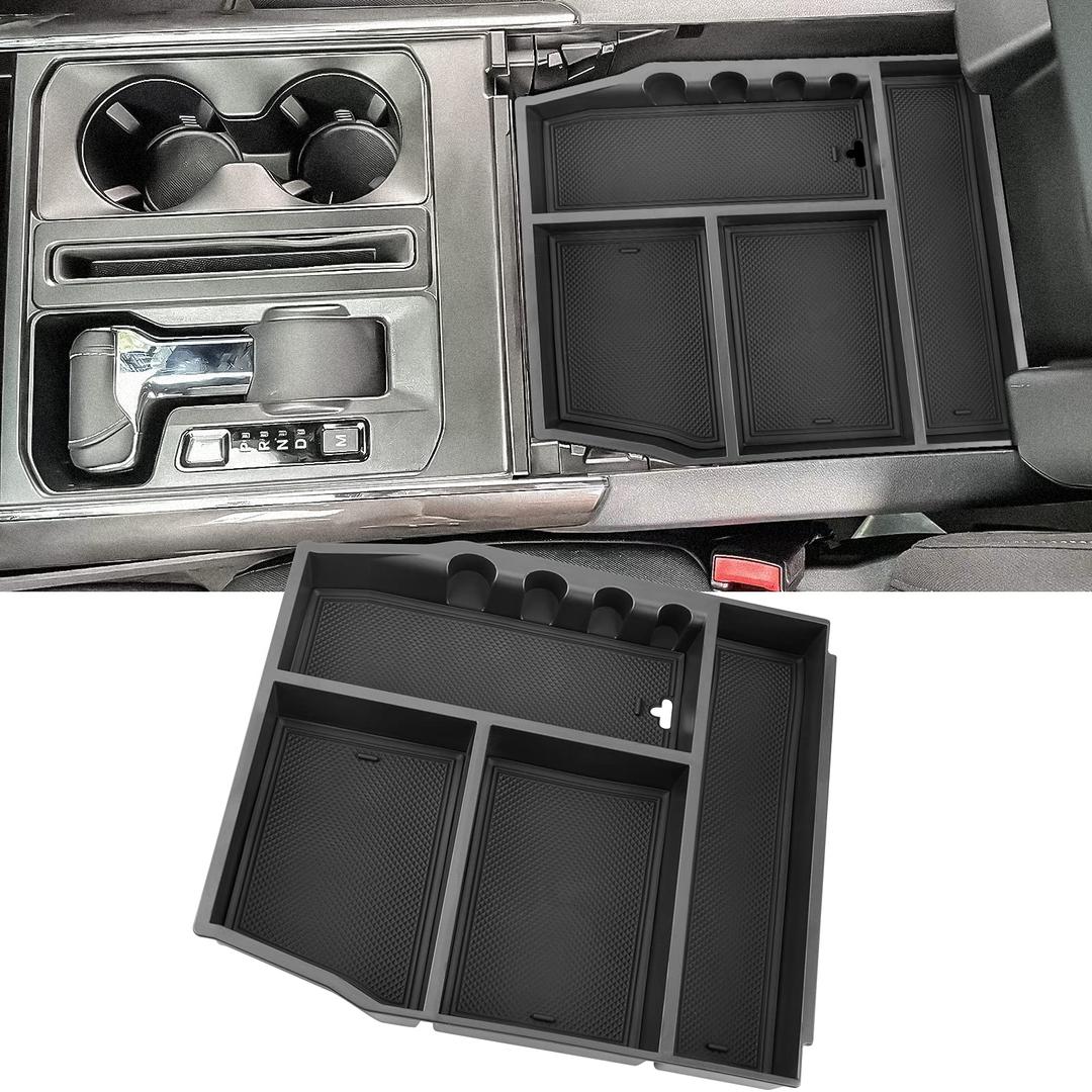 Ecarzo Center Console Organizer Fits for 2021 2022 2023 2024 Ford F-150 Lightning & Ford F-150 Console Tray Storage Box Accessories (Full Console w/Bucket Seats ONLY)