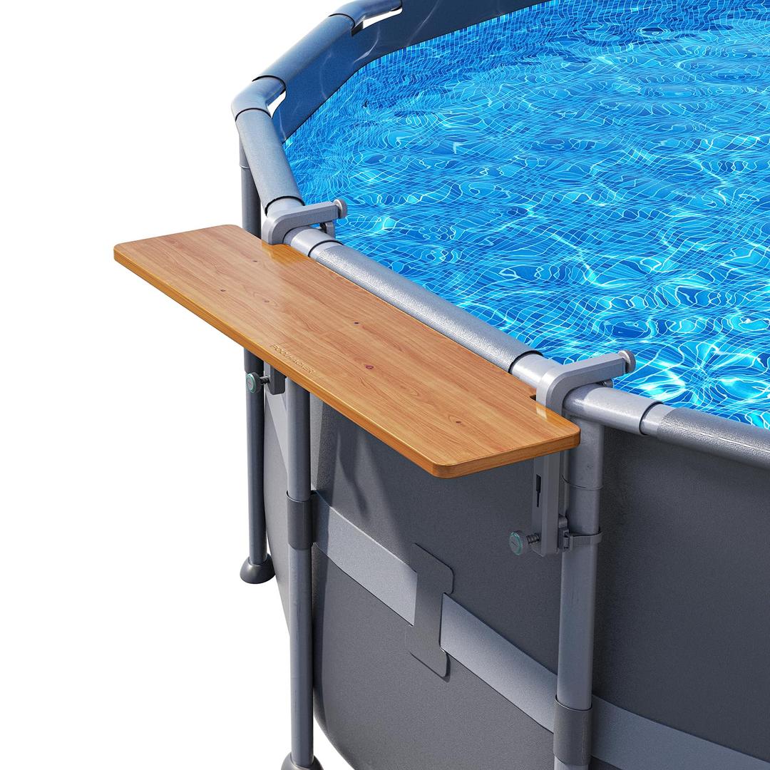 Pool Bar Nordic Pine, Exclusively for Above-Ground【Round & Oval 】Pools, Fits 3.7 Inch or Less Top Rail, Swim Up Bar Pool Shelf Above Ground Pool Side Bar, Pool Accessories 47×11in Tabletop