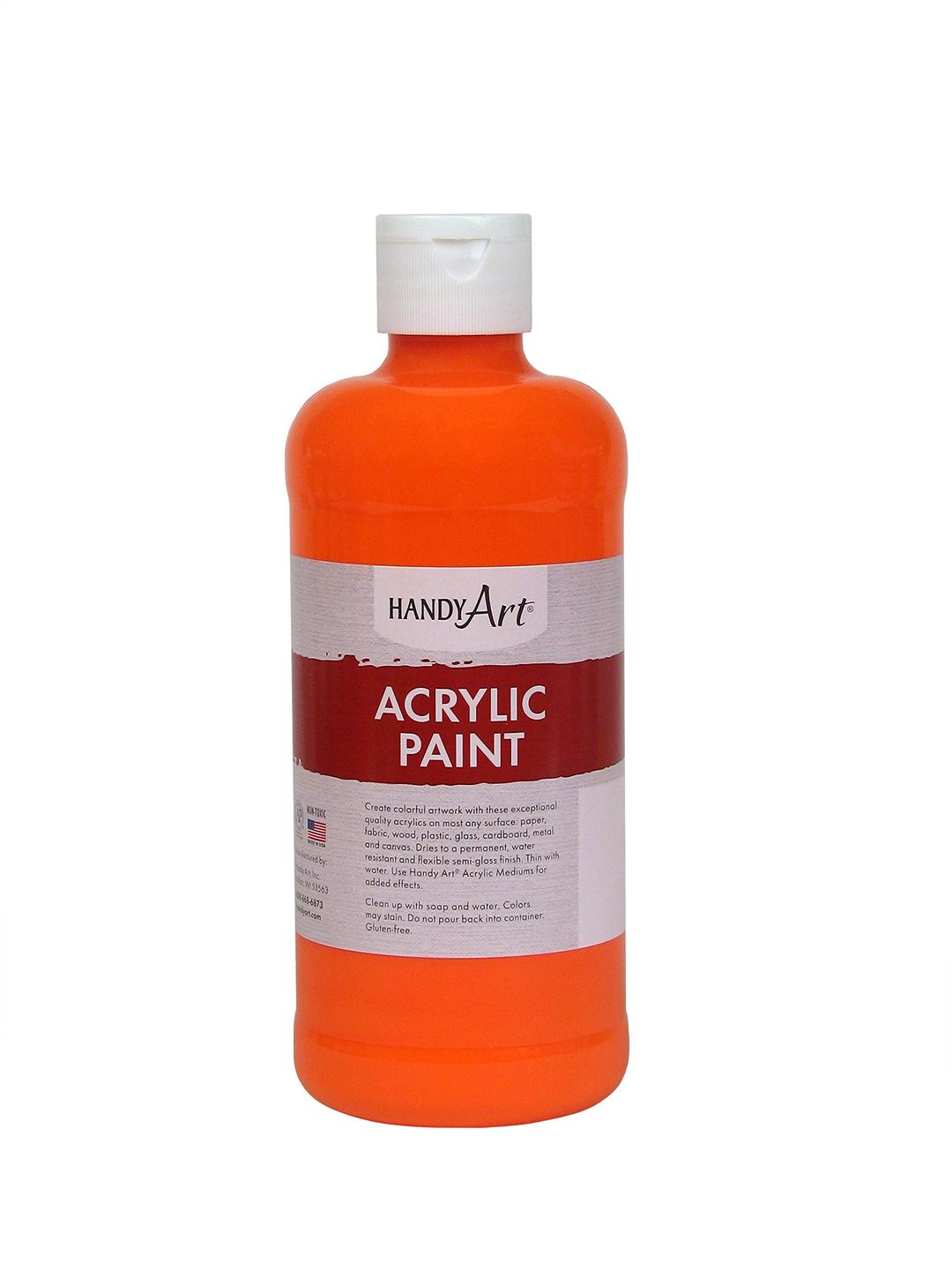 Handy Art 101-152 Student Acrylic Paint 16 ounce, Fluorescent Orange