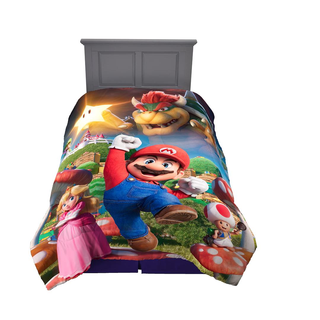 Franco The Super Mario Bros. Movie Kids Bedding Super Soft Microfiber Reversible Comforter, Twin/Full Size 72" x 86", (100% Official Licensed Product)