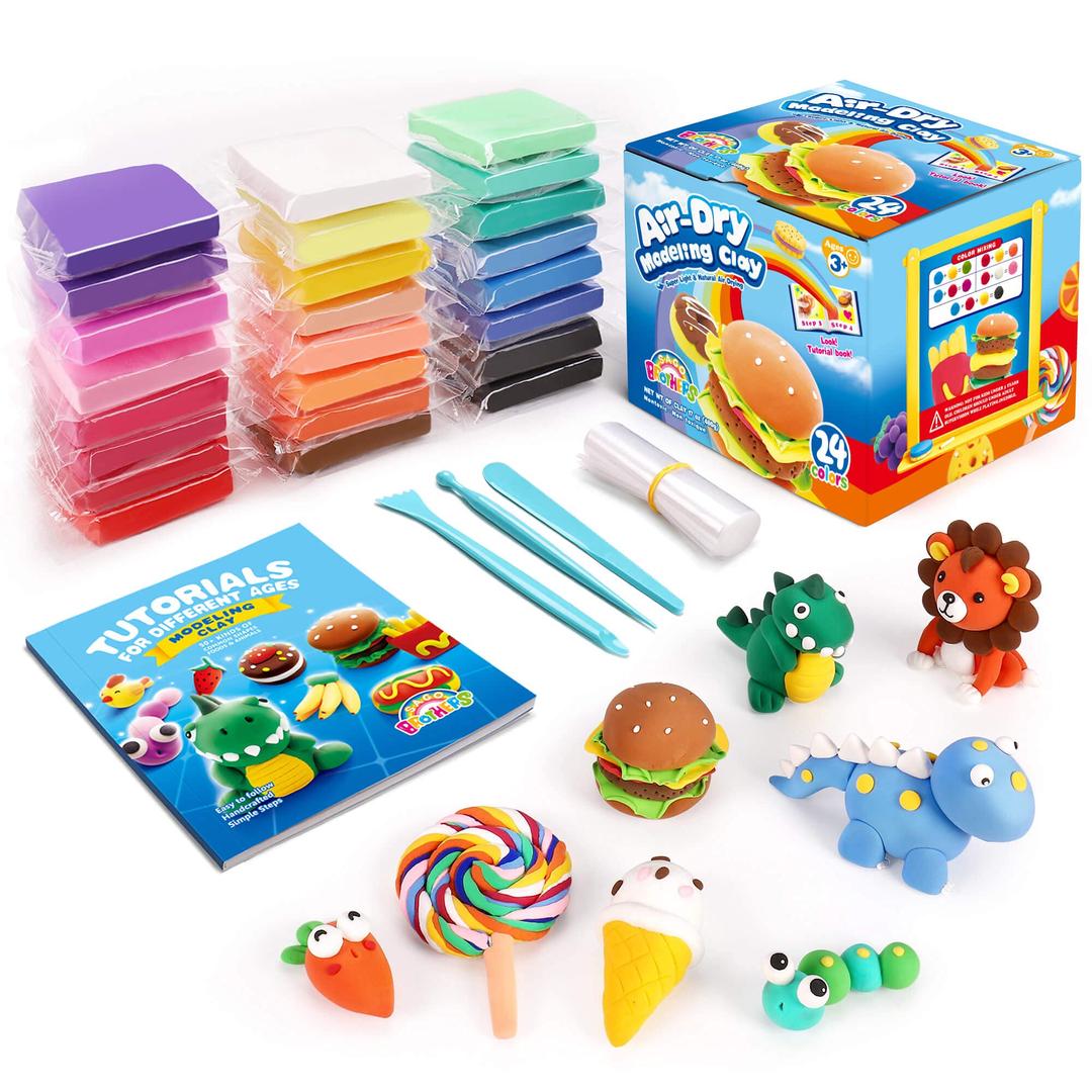 Sago Brothers Air Dry Clay 24 Colors, Kids Toys Modeling Clay Kit, No-Bake No Mess Magic Clay Crafts, Christmas Birthday Gifts for Kids Girls Boys