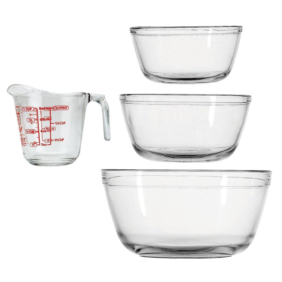 Anchor Hocking 4-Piece Mixing Bowls and Measuring Cup Set