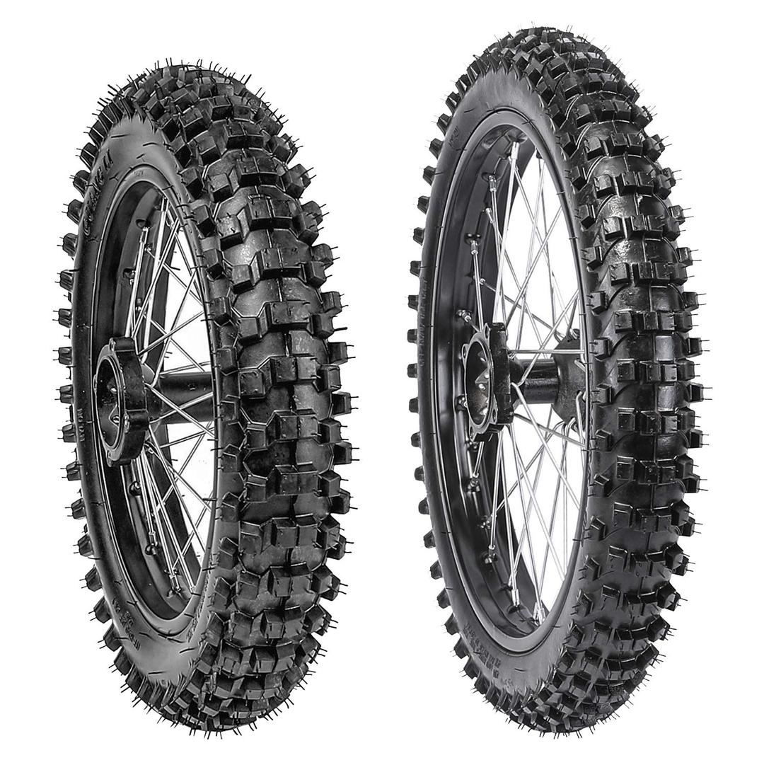 70/100-17 Front + 90/100-14 Rear Wheels Tires and Rim Inner Tube With 15mm Bearing Assembly for Dirt Pit Bikes