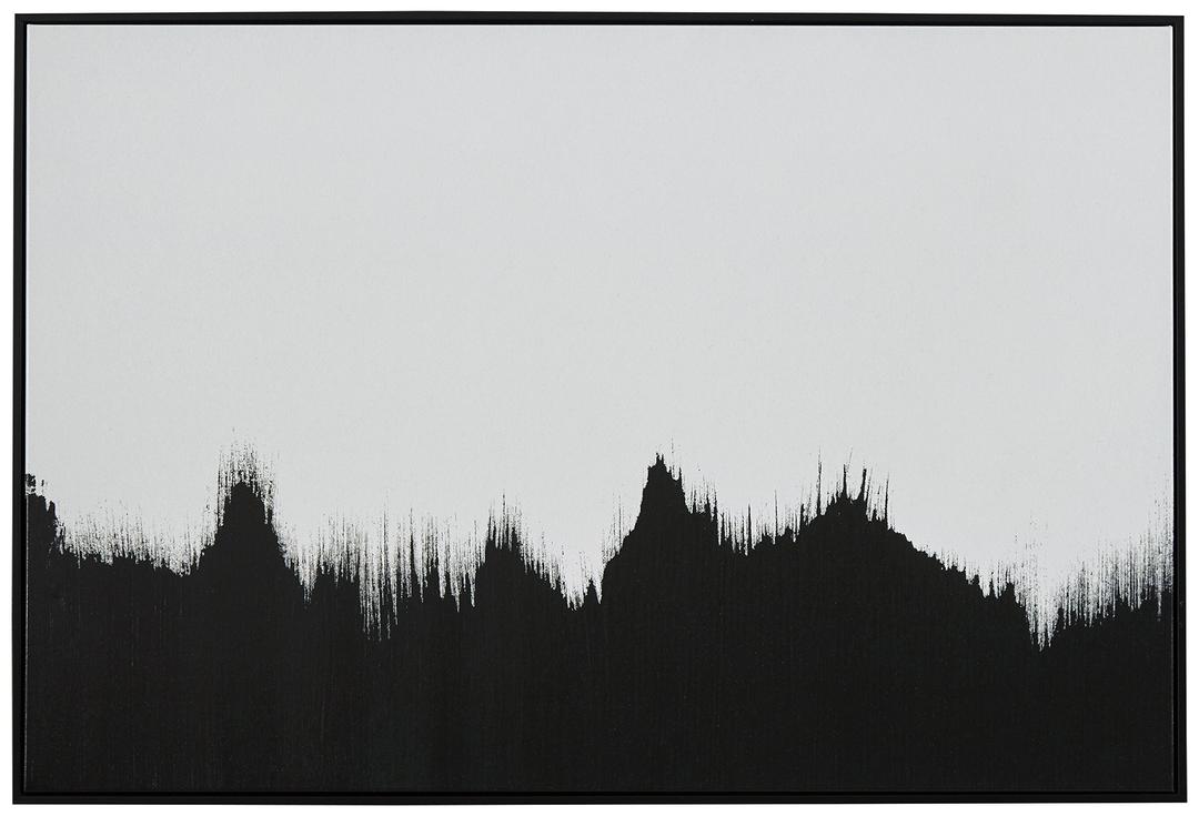 Amazon Brand – Rivet Abstract Black and White Print of Tree Line in Black Frame, 24" x 16"