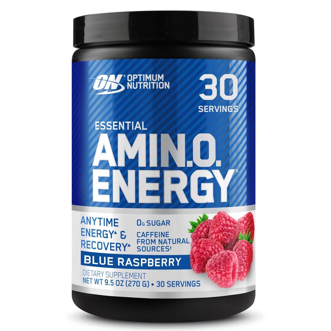 Optimum Nutrition (ON) Amino Energy - Pre Workout With Green Tea, Bcaa, Amino Acids, Keto Friendly, Green Coffee Extract, 0 Grams of Sugar, Anytime Energy Powder - Blue Raspberry, 270 G , 30 Servings