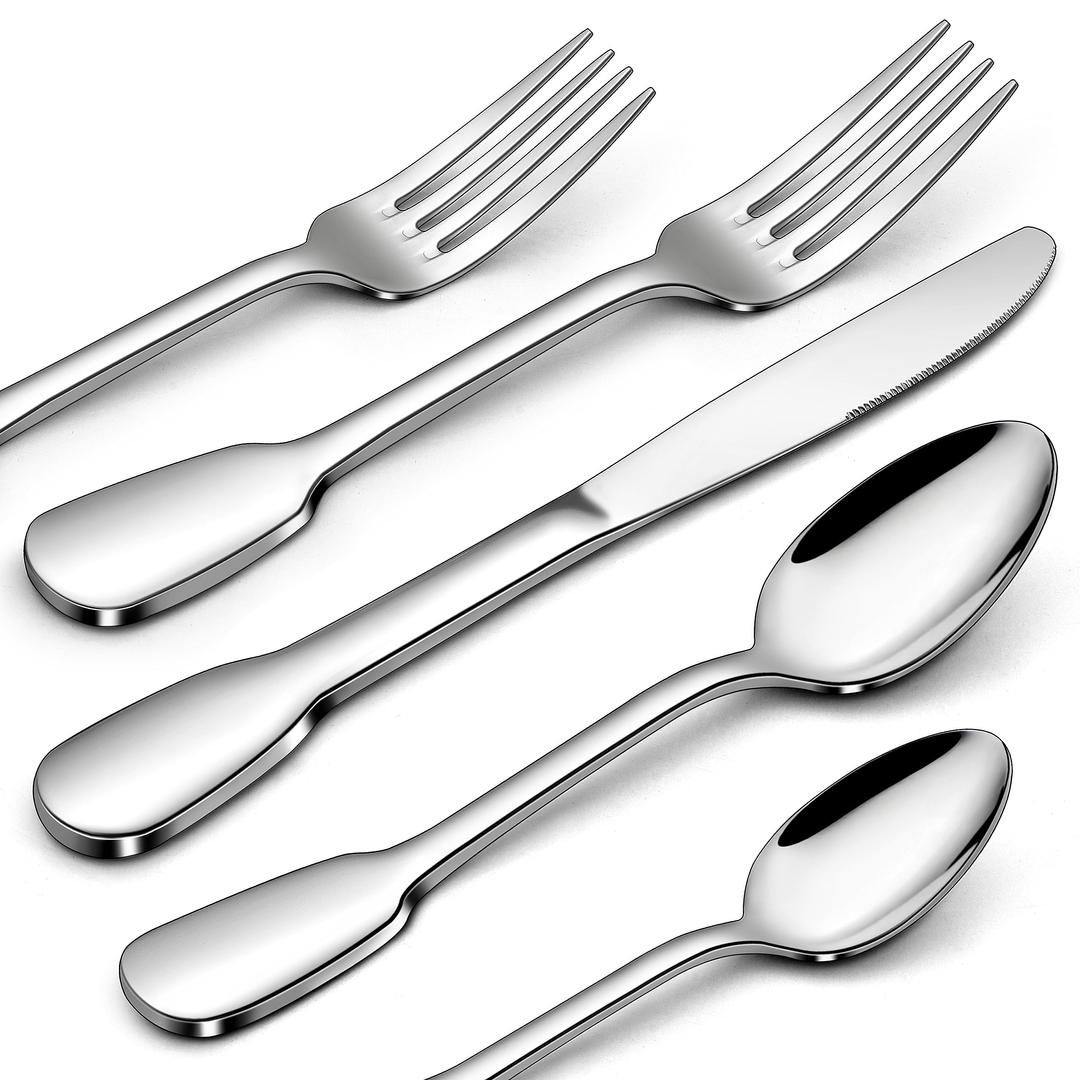 HaWare 18/10 Stainless Steel Flatware, 60-Piece Silverware Set for 12, Premium Cutlery Set for Home Restaurant, Include Knife Fork Spoon, Ergonomic Design Eating Utensils Tableware, Dishwasher Safe