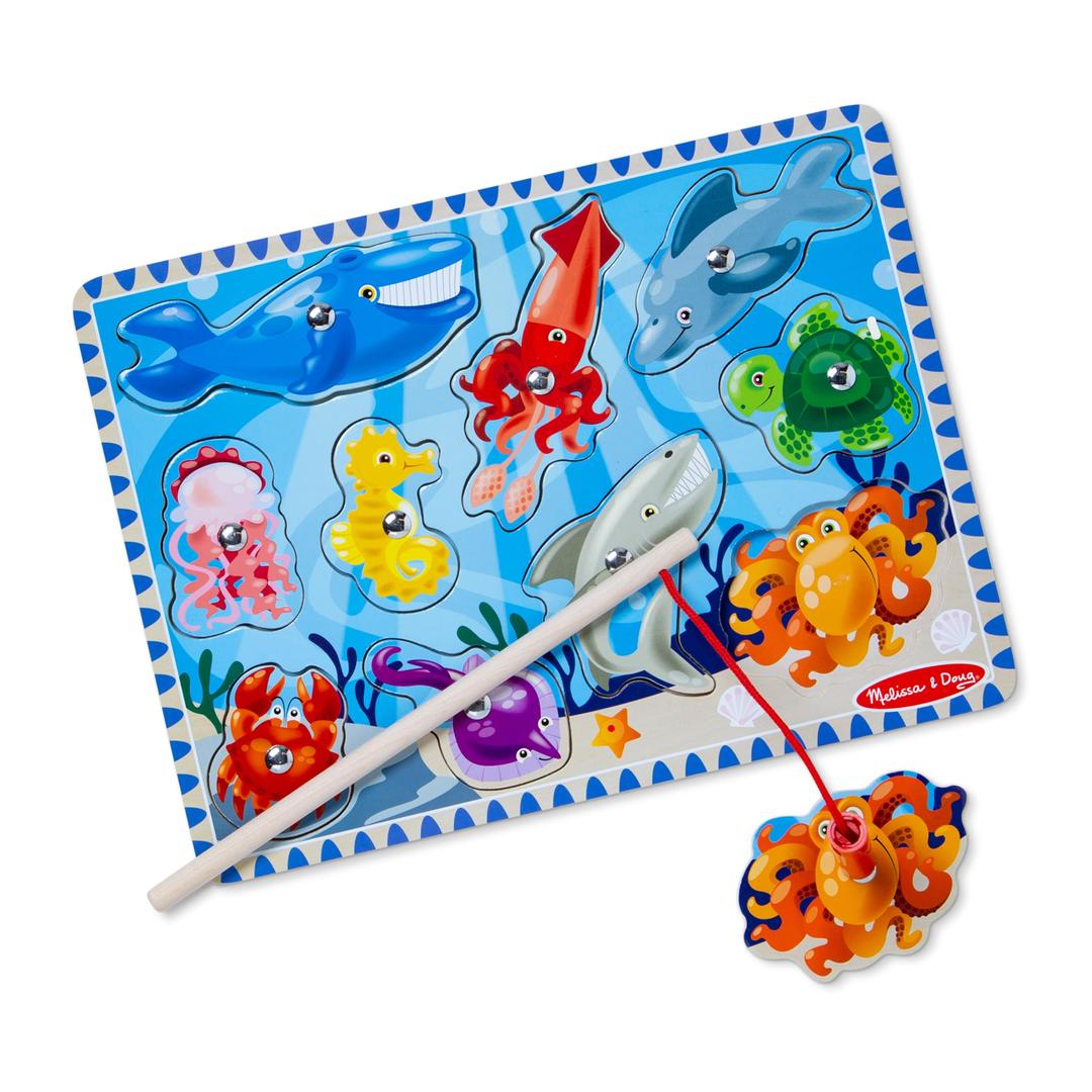 Melissa & DougMagnetic Wooden Fishing Game and Puzzle With Wooden Ocean Animal Magnets