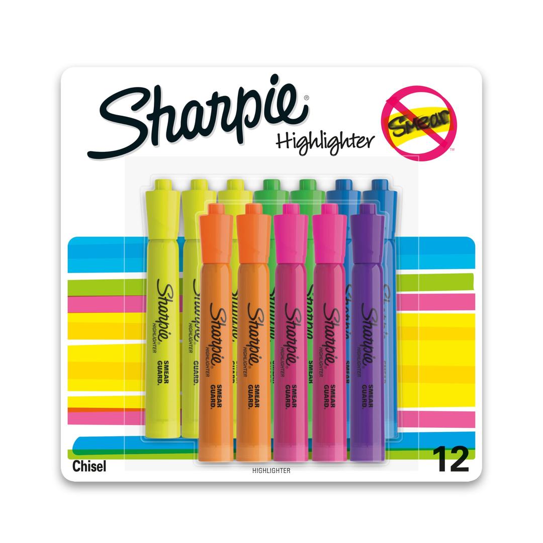 Sharpie Tank Style Highlighters, Chisel Tip Fluorescent Highlighter Marker Set, Office And Teacher Supplies, Assorted, 12 Count