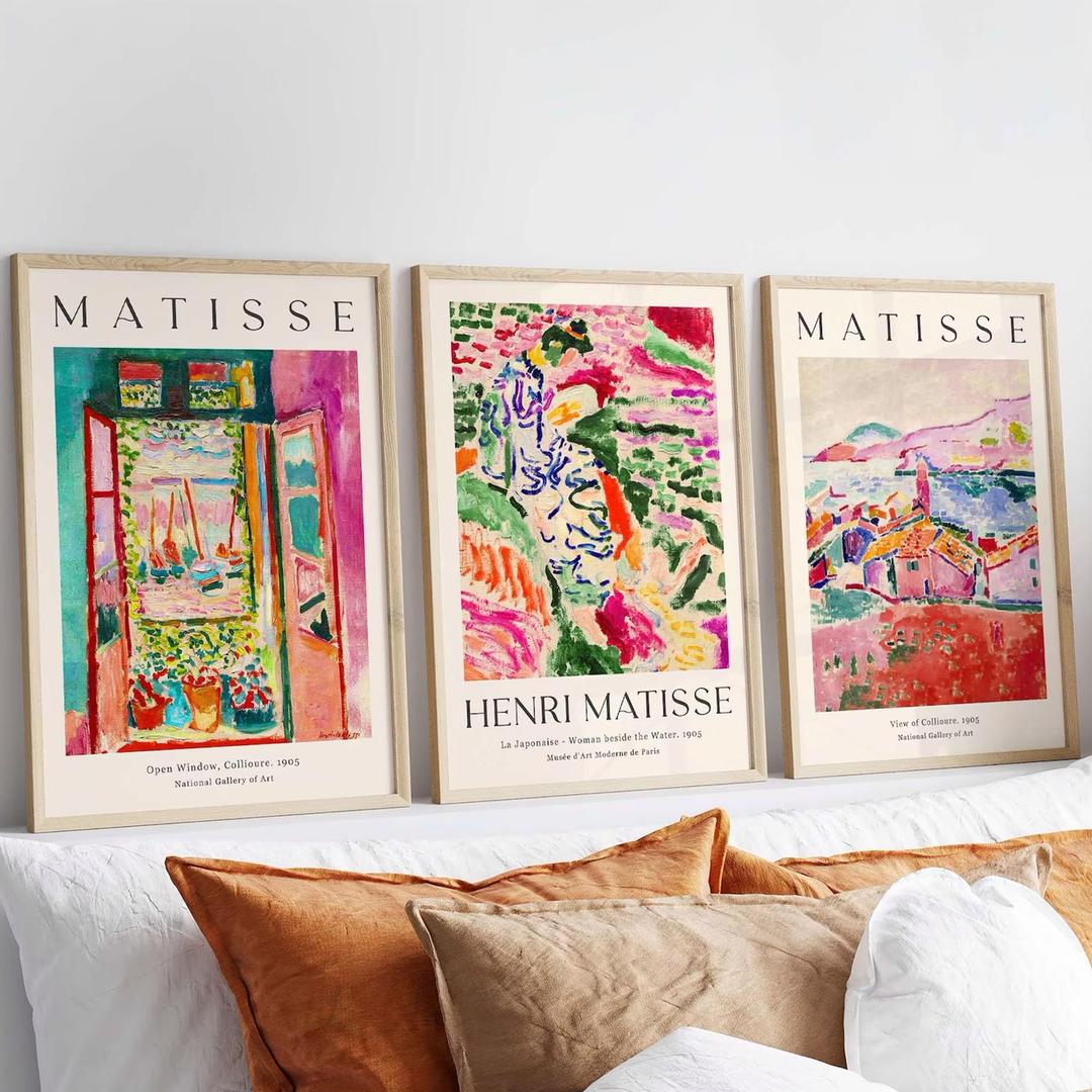 Matisse Print set Of 3, Matisse Wall Art, Exhibition Art, Mid Century Wall Art, Landscape Art (A3-29.7 x 42cm)