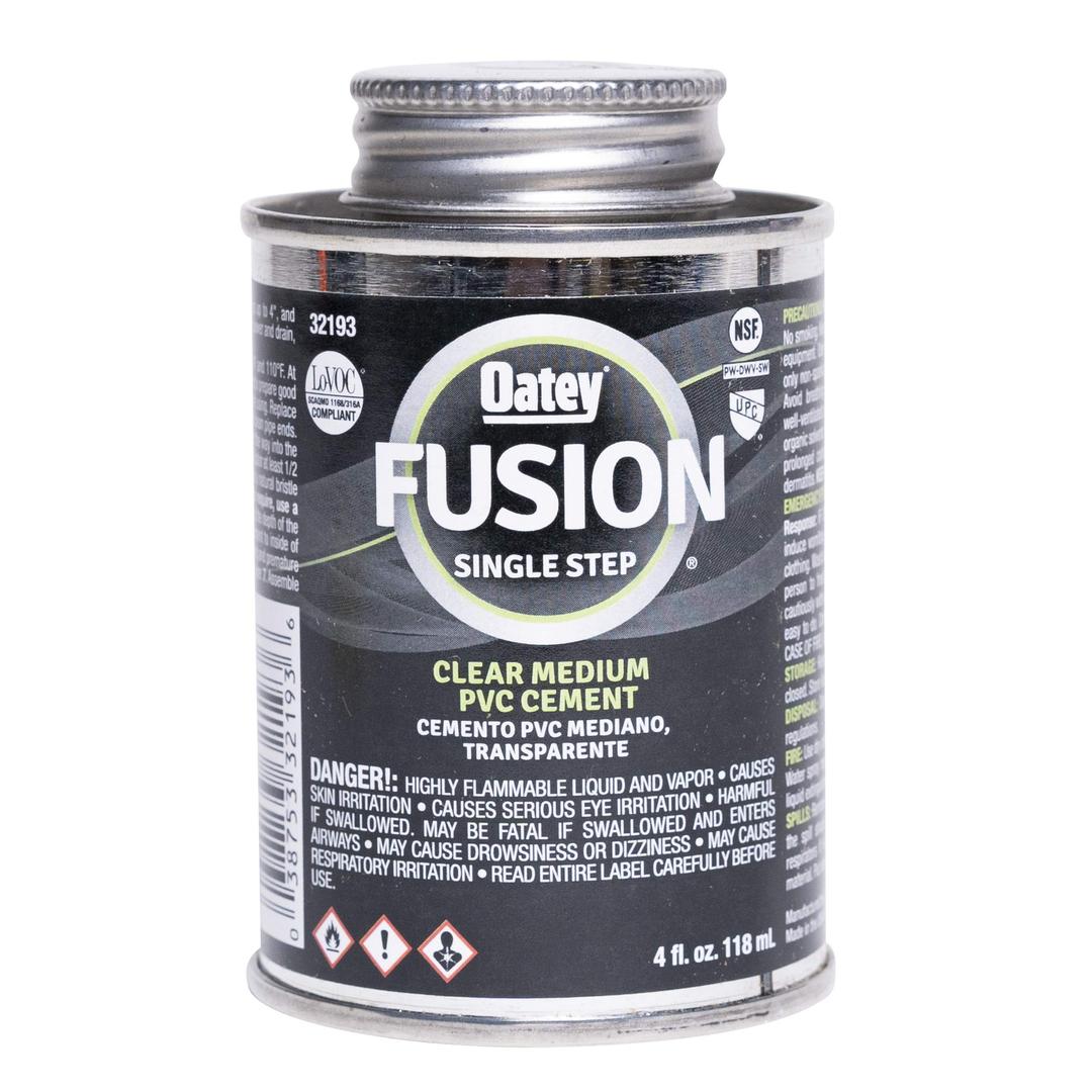 Oatey 321935 Fusion One-Step Medium-Bodied Cement, 4 oz, PVC Clear