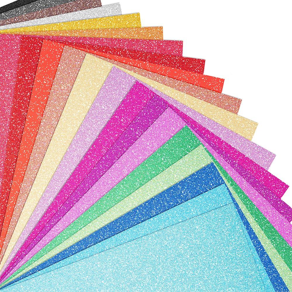 40 Sheets 20 Colors Glitter Cardstock, BetyBedy Cricut Paper Cardstock, No-Shed Sparkly Glitter, A5 Glitter Paper for Arts and Crafts - Card Making, Scrapbooking, DIY Projects