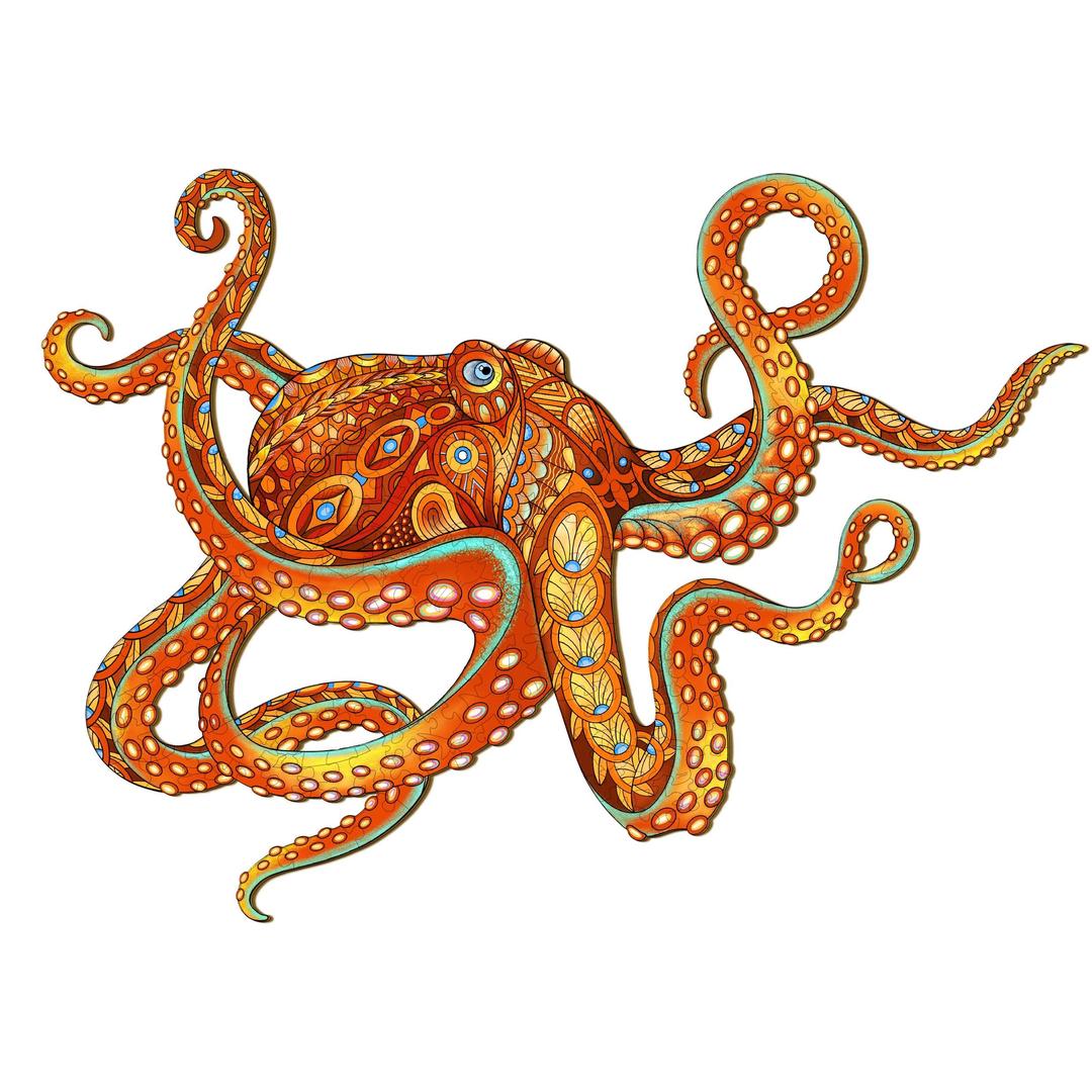 KAAYEE Wooden Jigsaw Puzzles-Wooden Puzzle Adult Unique Shape Advanced Big Octopus Wooden Jigsaw Puzzle for Adult,Best Gift for Adults and Kids,Family Puzzles (M-13.X9.6in-147pcs)