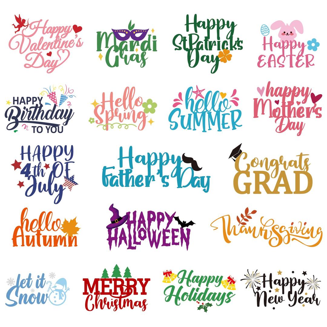 Whaline 18Pcs Word Metal Die Cut Summer Autumn Greetings Words Cutting Dies Celebration Embossing Templates Stencils for Graduation 4th of July DIY Scrapbooking Photo Album Paper Art Craft Decoration