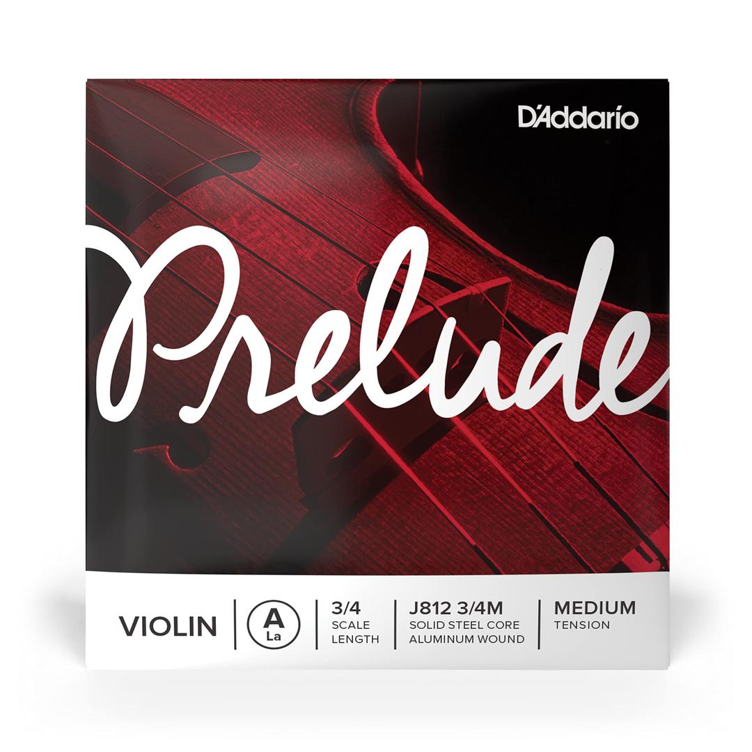 D'AddarioPrelude Violin Single A String, 3/4 Scale, Medium Tension - J812 3/4M - Solid Steel Core, Warm Tone, Economical and Durable – Educator’s Choice for Student Strings