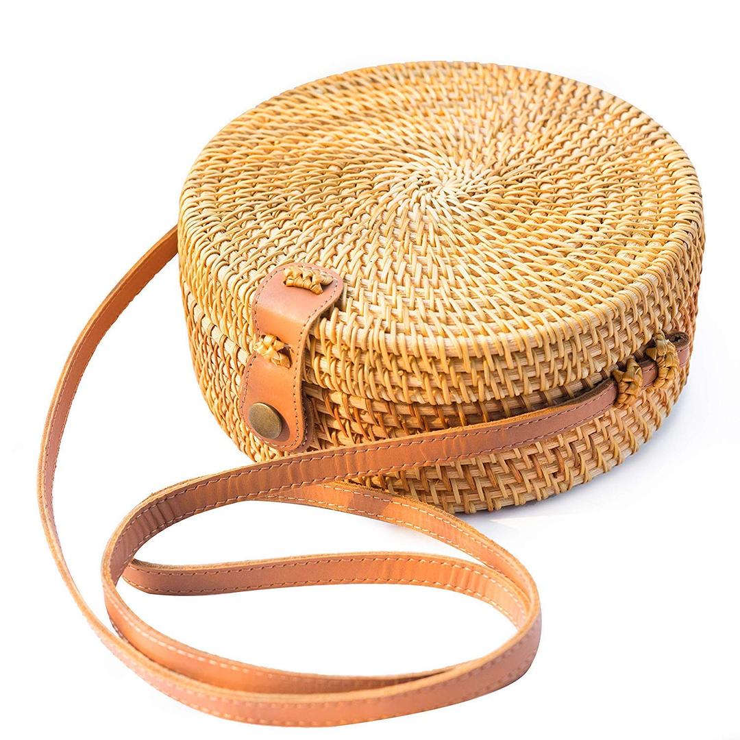 round rattan bag