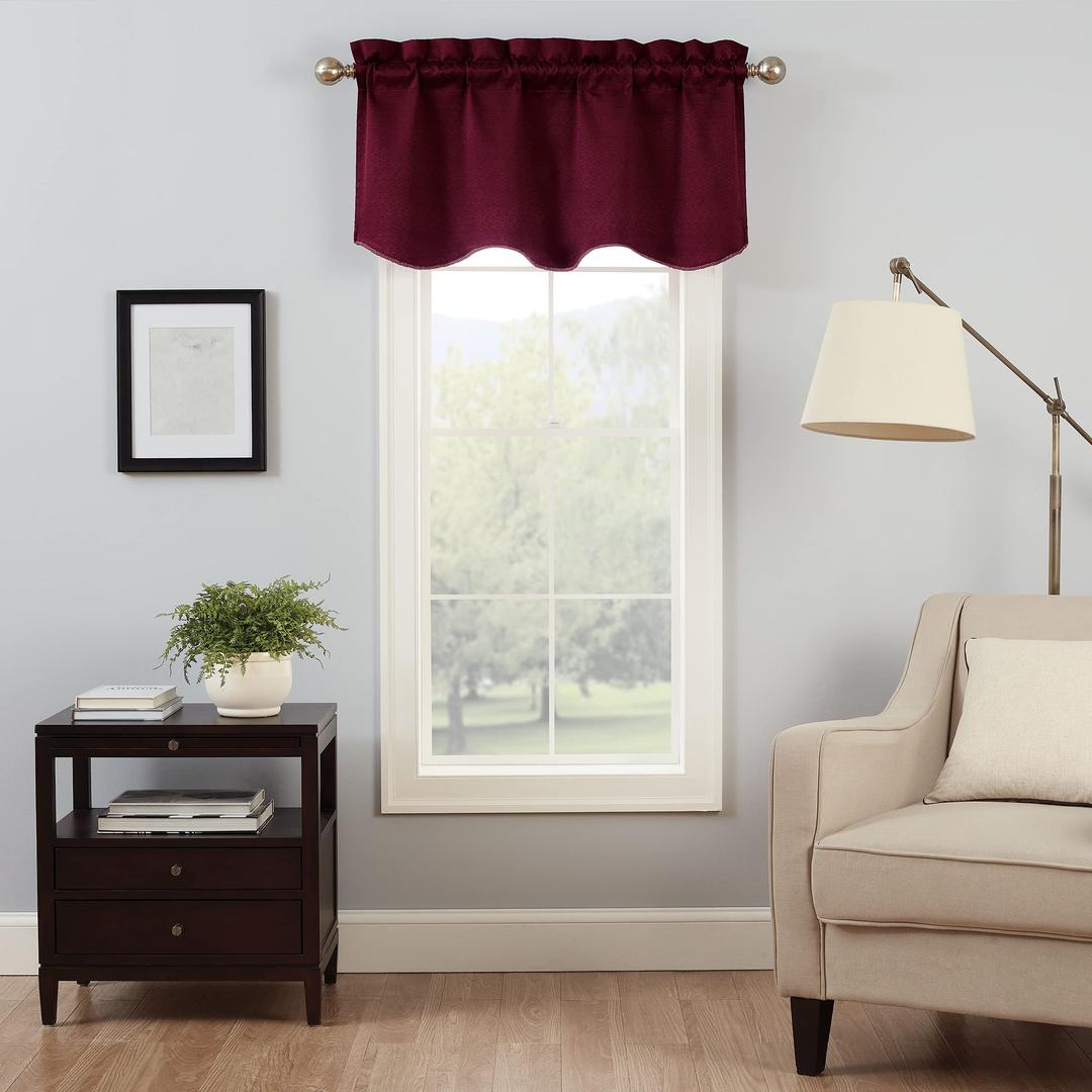 EclipseCanova Blackout Thermaback Window Valance Curtains for Kitchen or Bathroom, 42" x 21", Burgundy