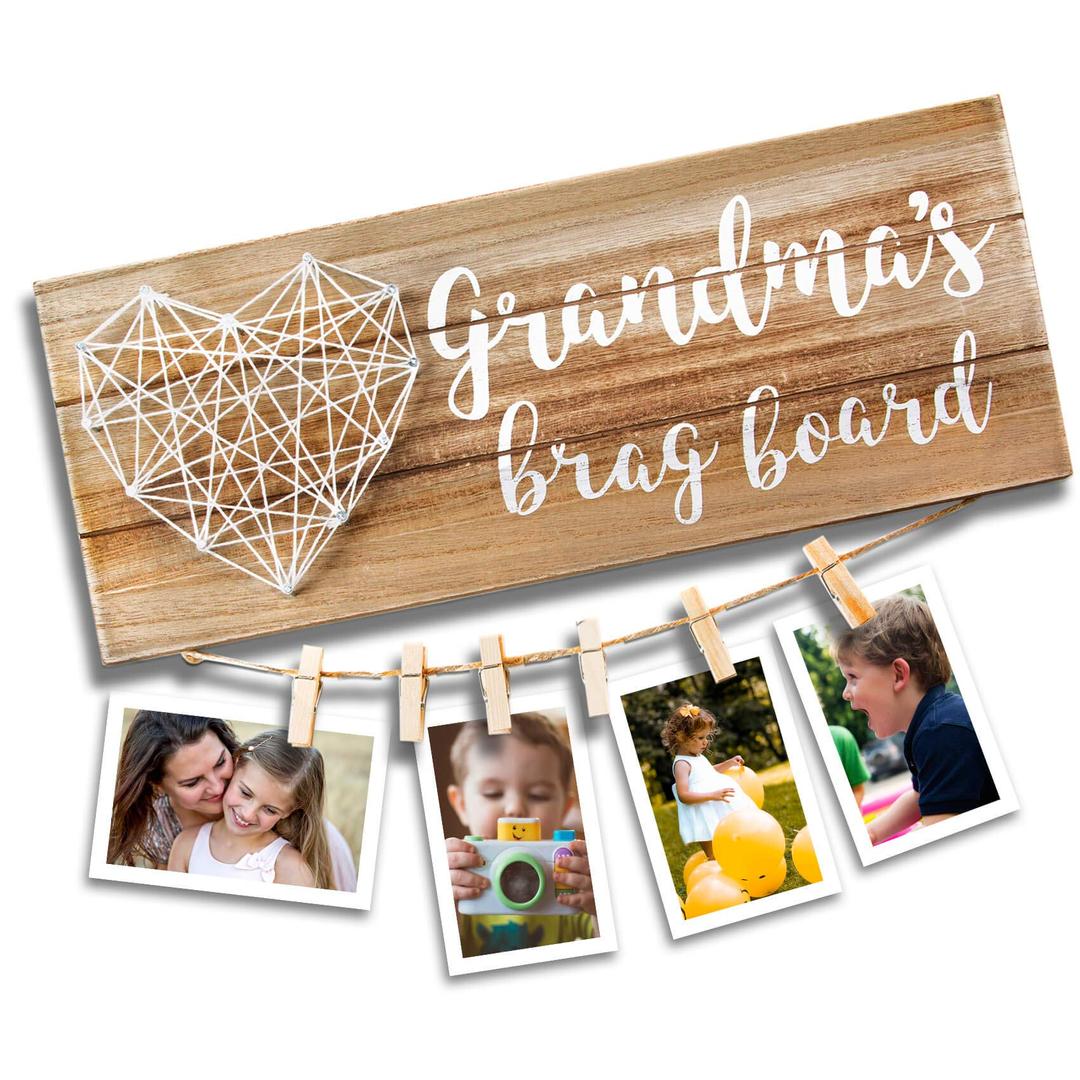 VILIGHTGrandma’s Brag Board - Gifts for Grandma from Granddaughter and Grandson - Nana Granny Picture Frame Photo Holder - 13.5x5.5 Inches