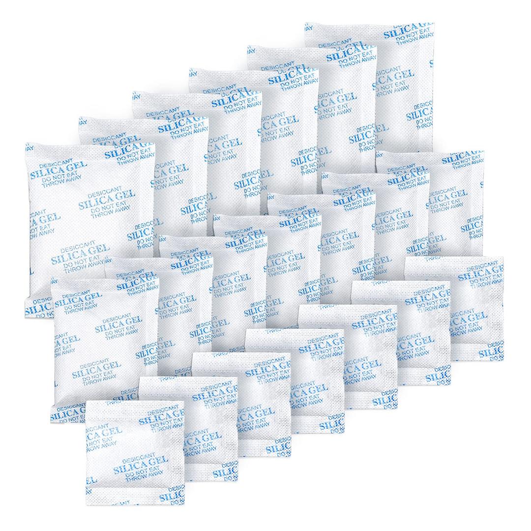 10/20/50 Gram(50 Packs) Moisture Absorbers, Premium Silica Gel Packs, Silica Packets for Storage, Silica Gel Desiccant Packets Food Safe for Moisture Control