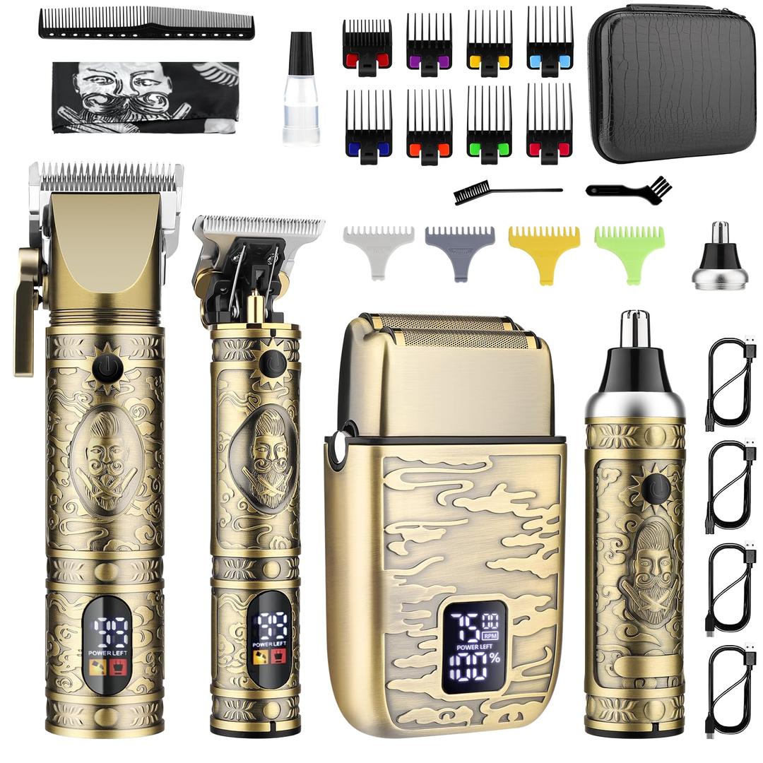 GSKY Hair Clippers for Men Professional, Beard Trimmer Kits & Sets, Cordless Mens Hair Trimmer, Electric Shavers, Haircutting Machine with LED Display, for Barber