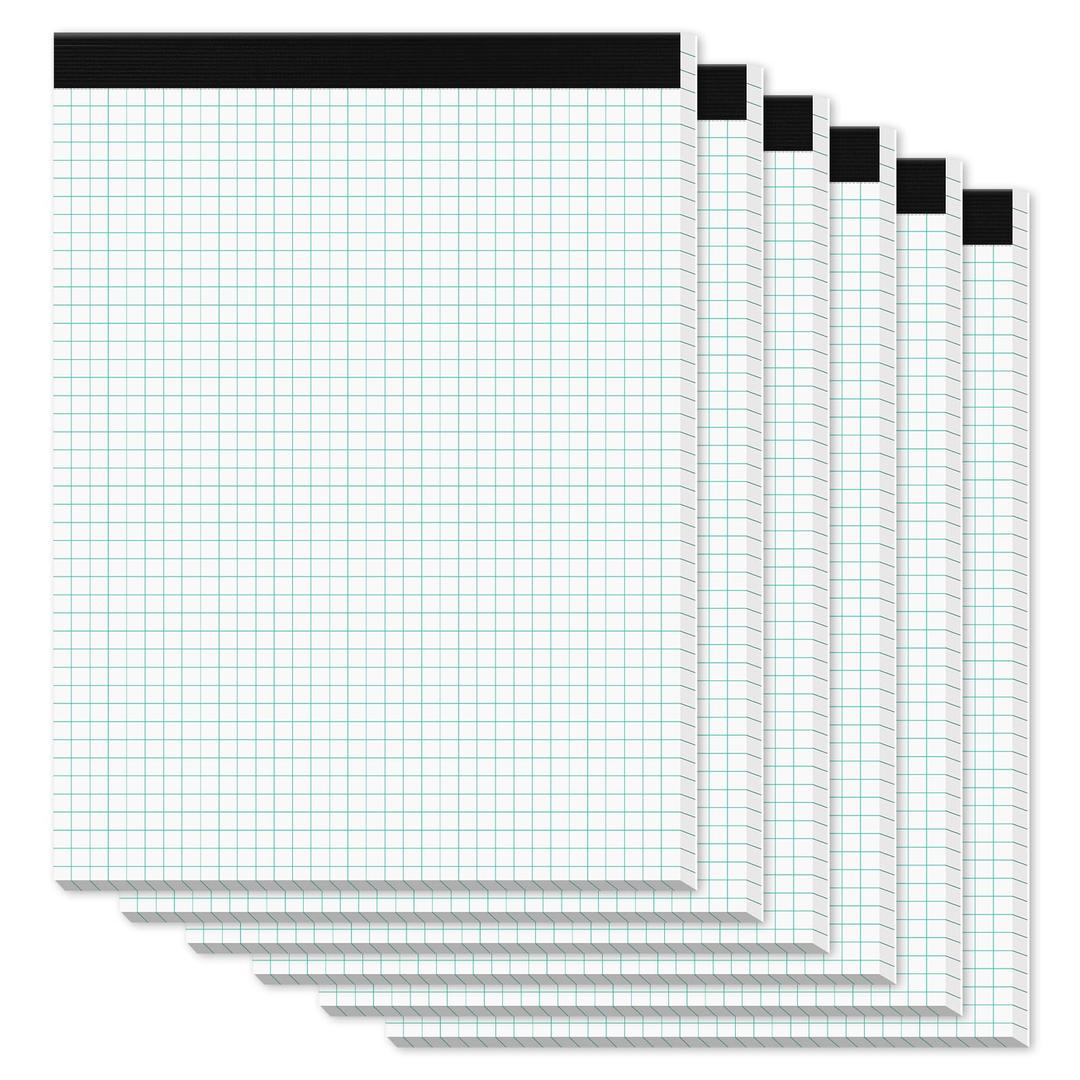 Graph Paper Pads 8.5 x 11, 6 Pack, 4x4 Blue Quad Grid Paper Pad, White Quadrille Pad 8-1/2" x 11", Easy Tears Off, Grid Notebook 8.5 x 11, White 70 GSM Graft Paper, 30 Sheets/Pad