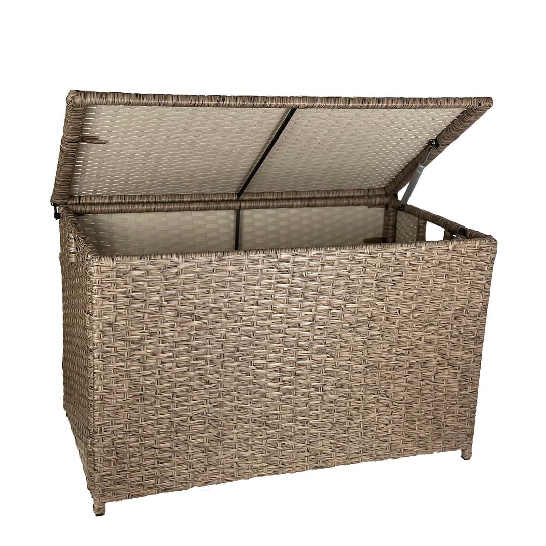 Wicker Storage Trunk, 42.3 Gallon (160L) Handwoven Wicker Chest, Large Wicker Basket with Lid, Wicker Trunk with Safety Hinge, Support 200 lbs, Rustic Brown