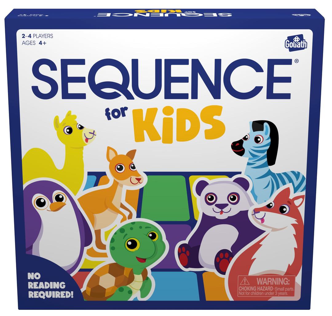 SEQUENCE for Kids -- The 'No Reading Required' Strategy Game by Jax and Goliath, Multi Color, 11 inches (2-4 players) (Packaging May Vary)