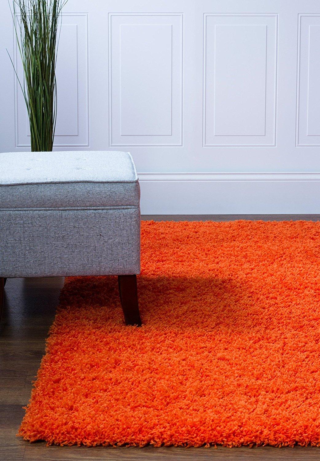 BRAVICH RugMasters Orange Large Rug 5 cm Thick Shag Pile Soft Shaggy Area Rugs Modern Carpet Living Room Bedroom Mats 120 x 170 cm (4' x 5'6), BRAV-SGY-CAL-OR-120170