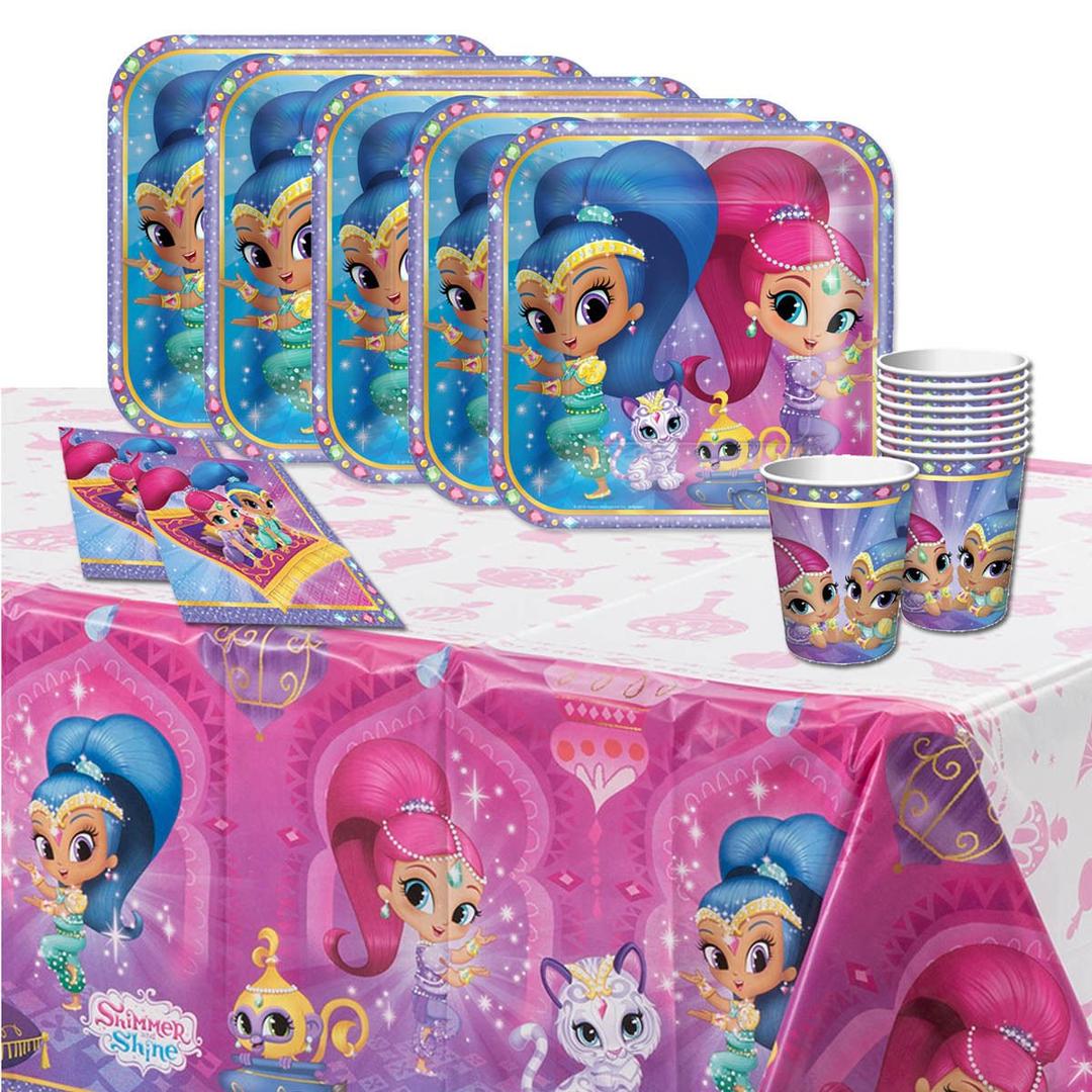 Shimmer and Shine Girl's Children's Birthday Party Tableware Pack Kit For 8