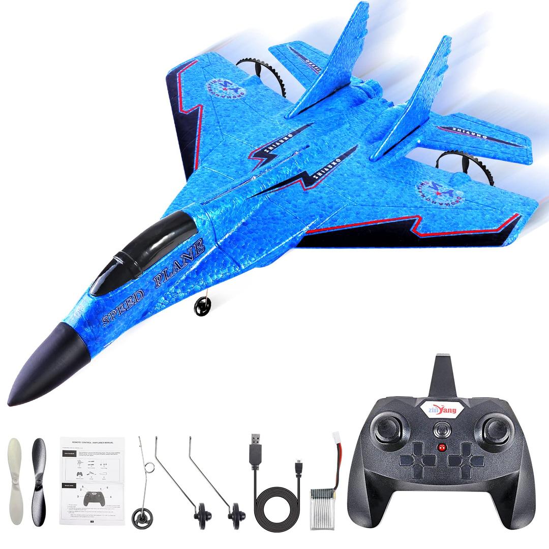 RC Plane, RC Airplanes, 2.4GHz 2CH Remote Control Airplanes with Automatic Balance System, ZY-530PRO RC Glider for Beginner Adult Kids, Easy to Fly EPP Foam RC Aircraft Fighter with LED Light