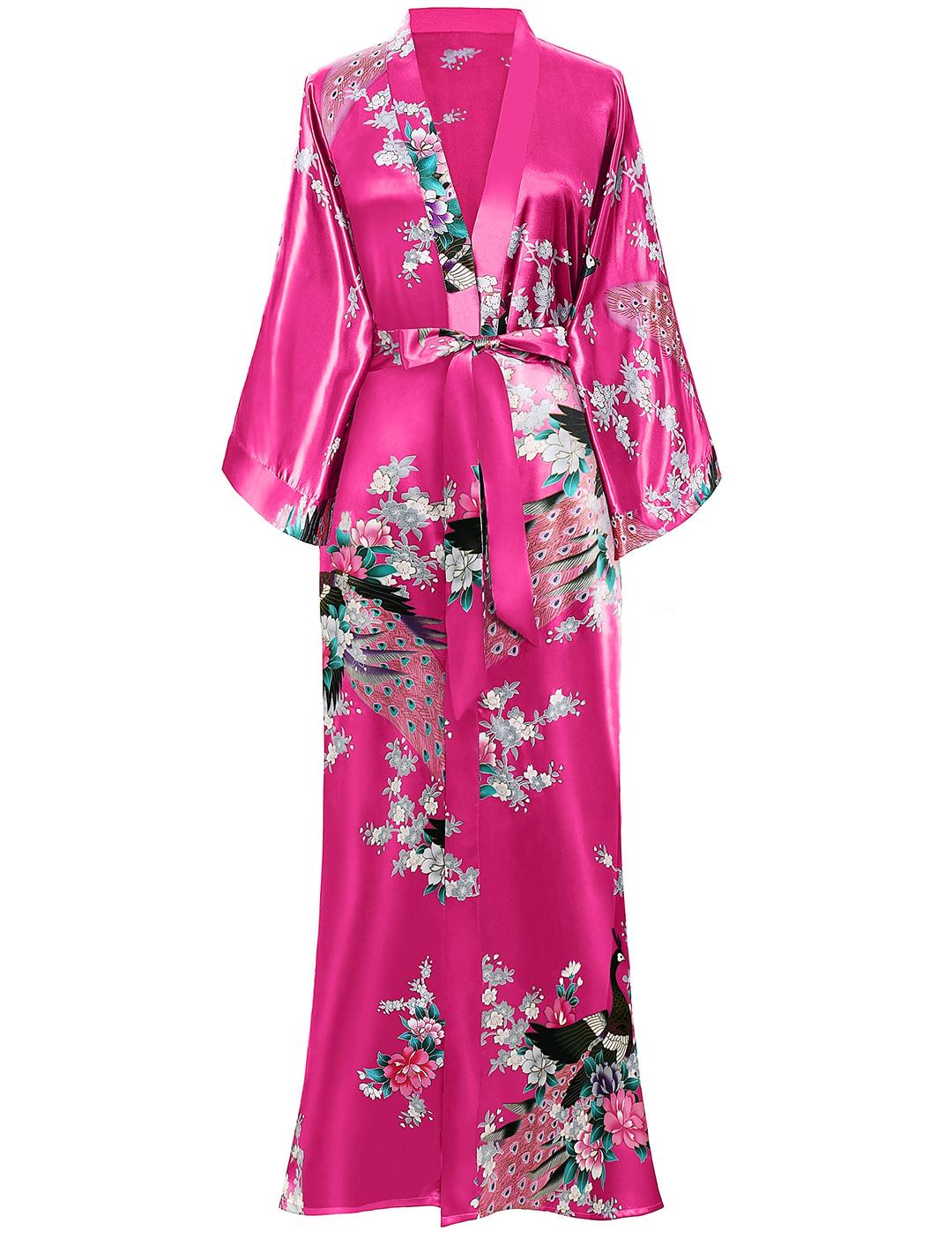 BABEYONDKimono Dressing Gown Peacock Kimono Robe Kimono Cardigans for Women Wedding Girl's Bonding Party Pyjamas 135cm