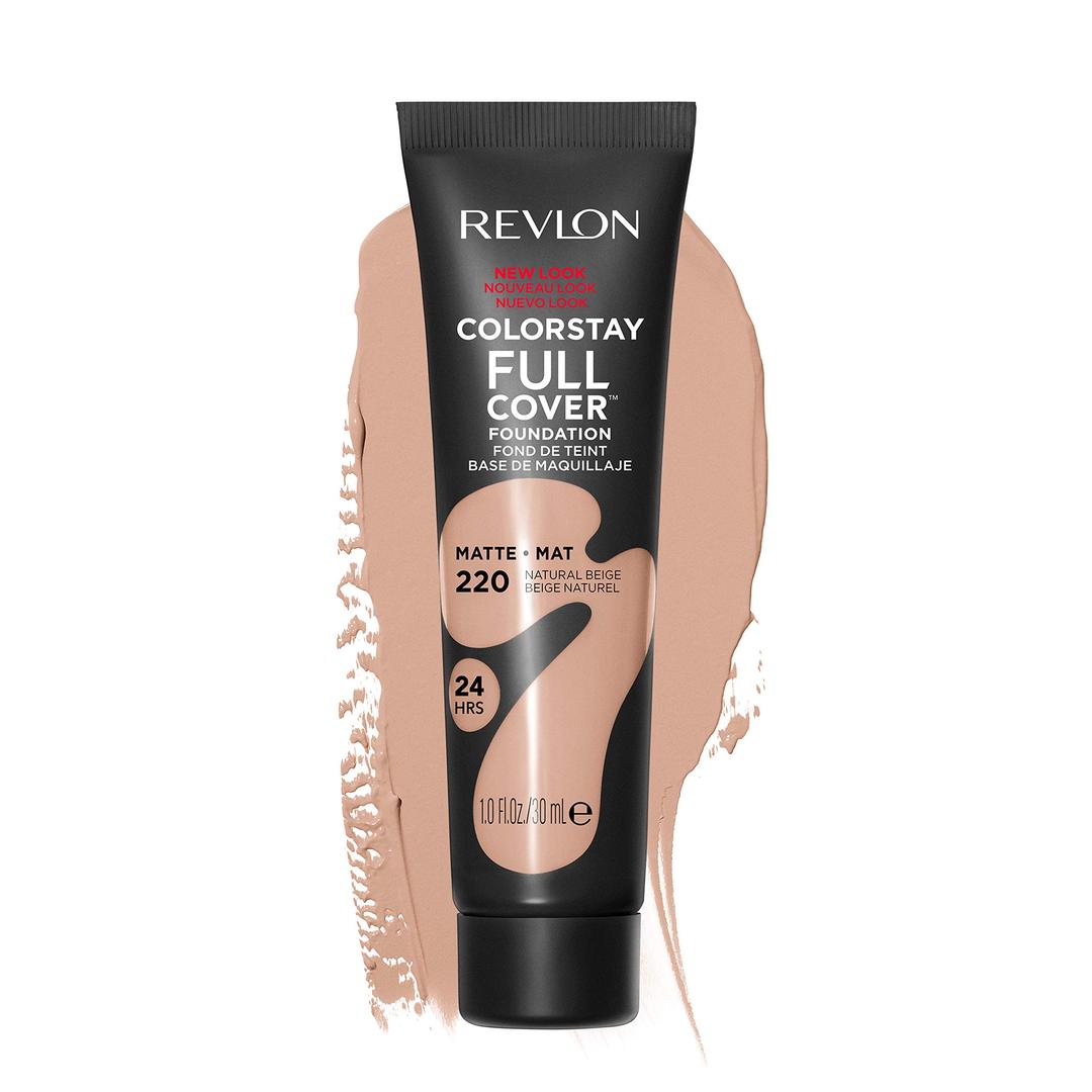 Revlon Liquid Foundation, ColorStay Face Makeup for Normal and Dry Skin, Longwear Full Coverage with Matte Finish, Oil Free, 220 Natural Beige, 1.0 Oz