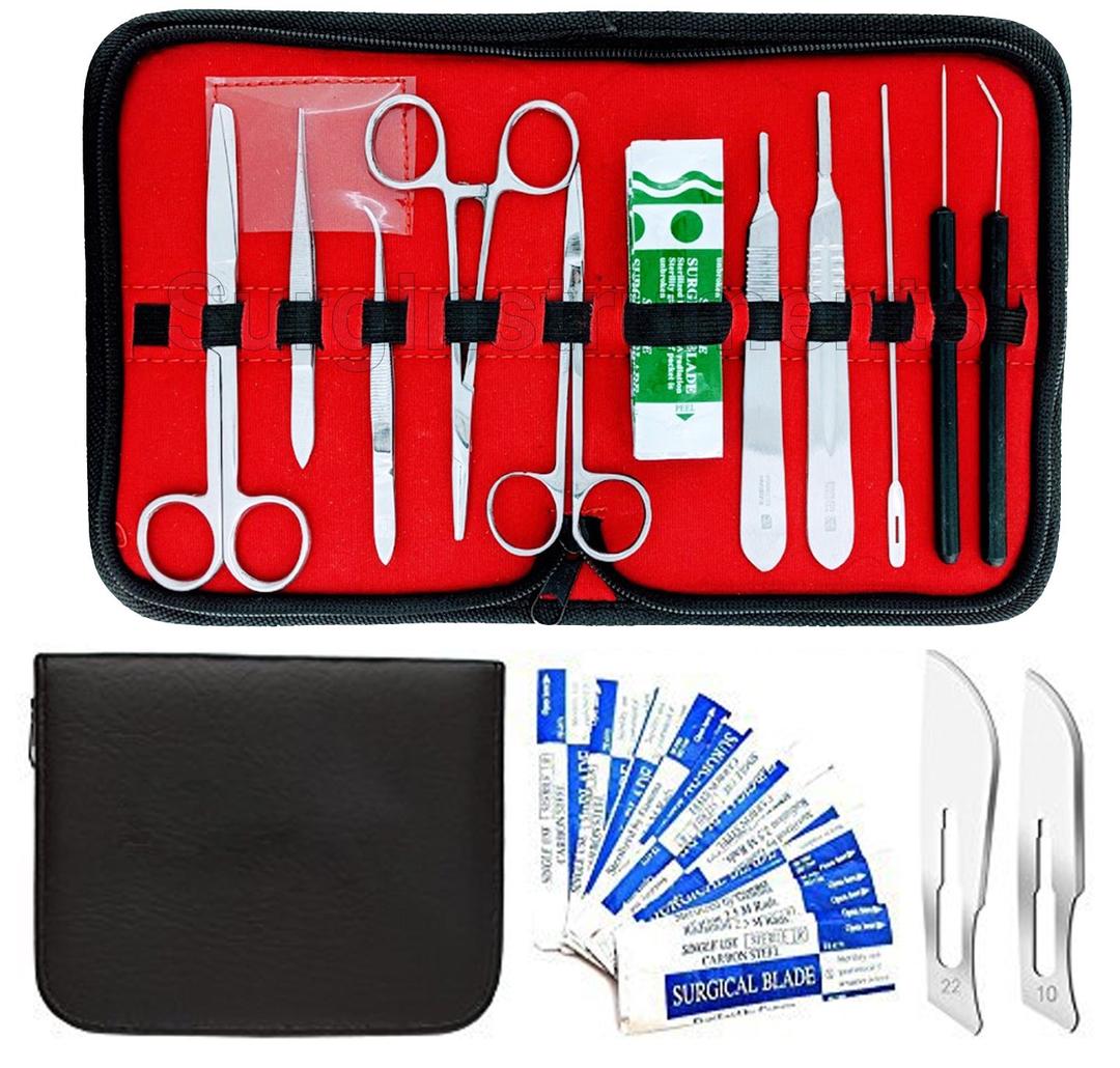 SURGICAL ONLINE 30 Pcs Advanced Biology Lab Anatomy Medical Student Dissecting Kit Set with Scalpel Knife Handle Blades Ideal for Student, Hobby, Taxidermy and More (DES-KIT-110)