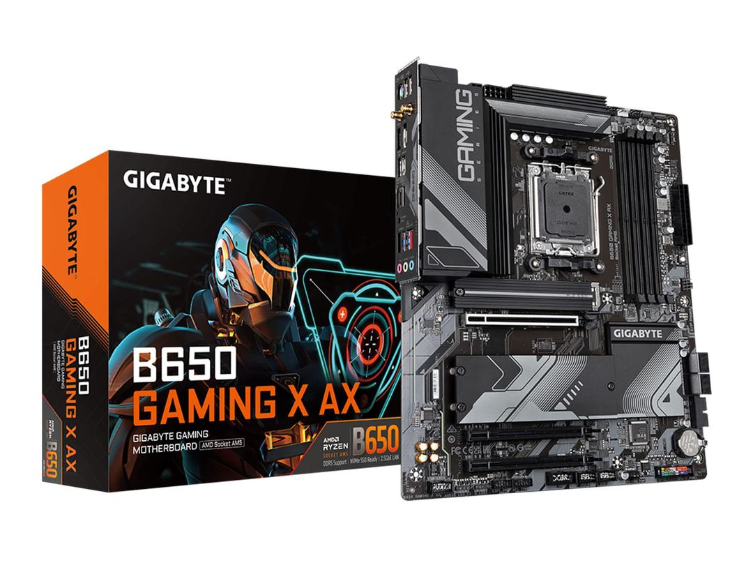 GIGABYTEB650 Gaming X AX (AM5/ LGA 1718/ AMD/ B650/ ATX/ 5-Year Warranty/ DDR5/ PCIe 4.0 M.2/ PCIe 4.0/ USB 3.2 Gen2x2 Type-C/AMD Wi-Fi 6E/ Realtek 2.5GbE LAN/Motherboard)