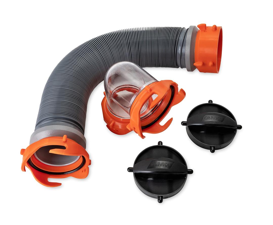 Camco3-Foot Super Heavy-Duty Tote Tank Sewer Hose Kit | 18mil HTS Vinyl (39645), Black