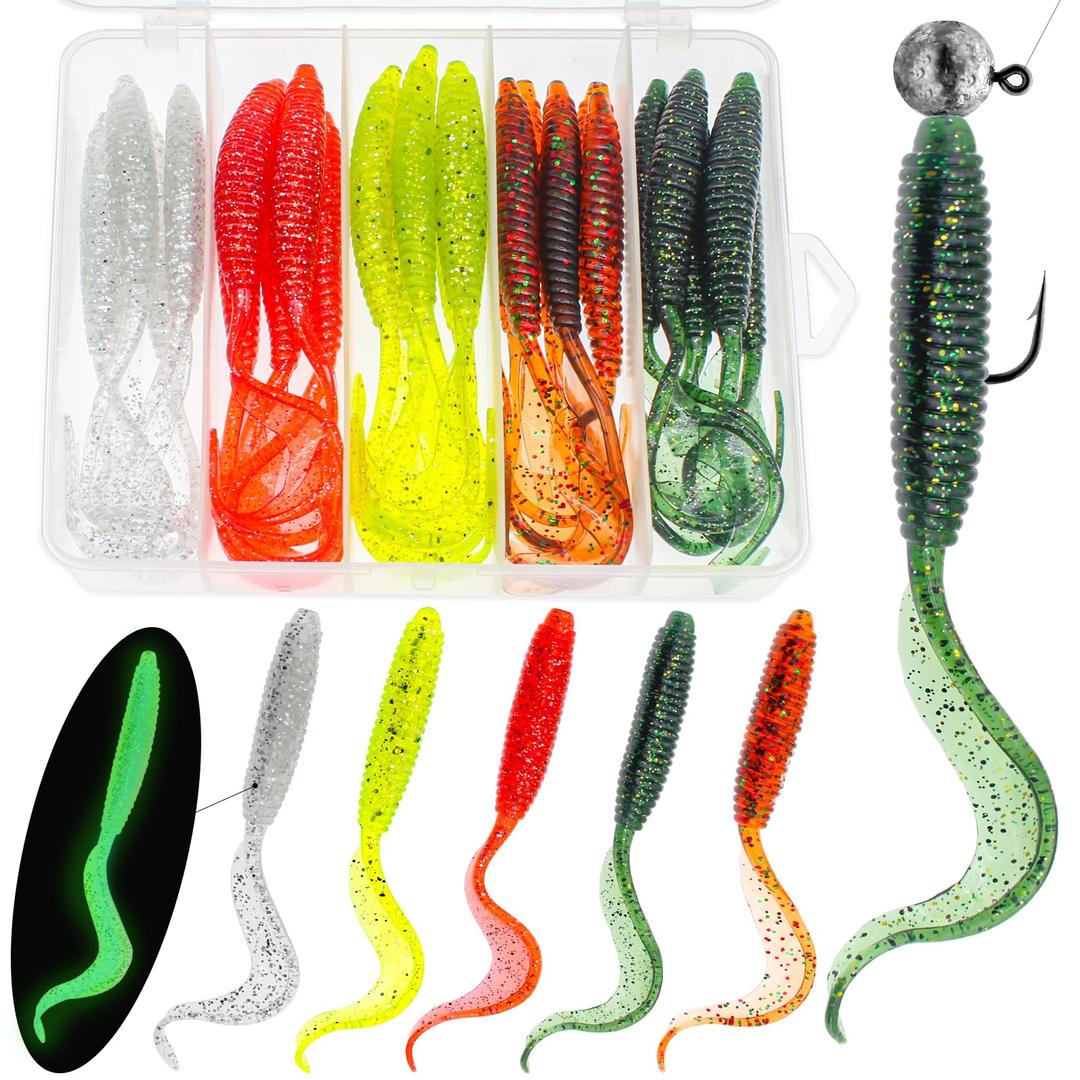 Fishing Soft Plastic Lures Tail Swimbaits Fishing Baits Fishing Tackle Box Baits Kit for Saltwater Freshwater Trout Bass Walleye Crappie