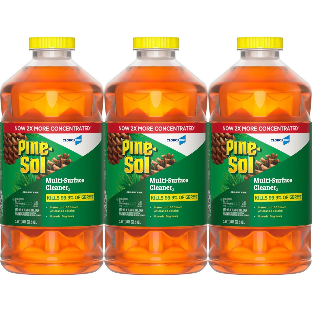 Pine-Sol Multi-Surface Cleaner, CloroxPro, 2x Concentrated Formula, All-Purpose Cleaner, Original Pine, 80 Fl Oz, Pack of 3