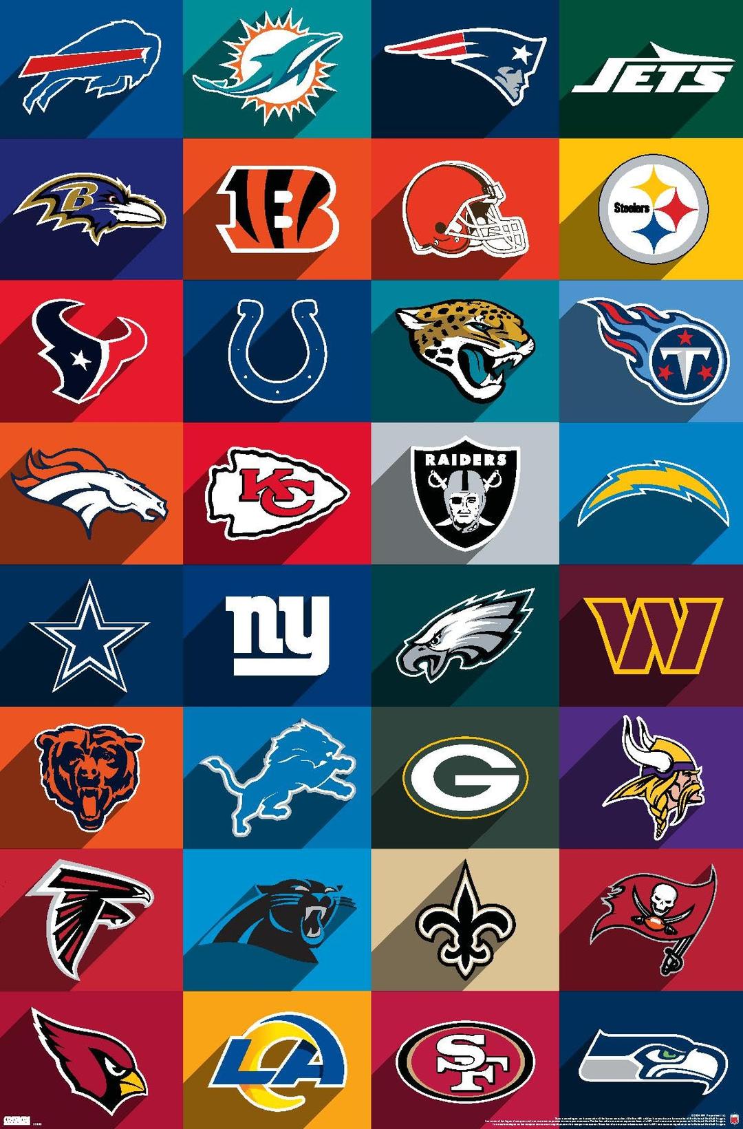 Trends InternationalNFL League - Logos 24 Wall Poster, 22.37" x 34.00", Premium Unframed Version