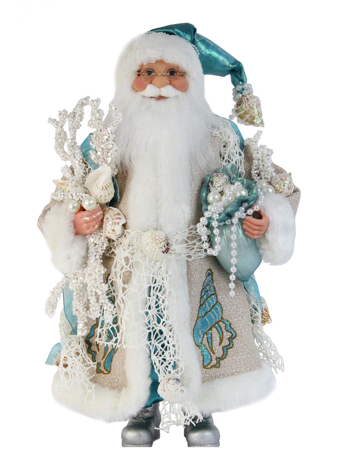 Windy Hill Collection 16" Inch Standing Aquamarine Santa Claus Christmas Figurine Figure Decoration 168240