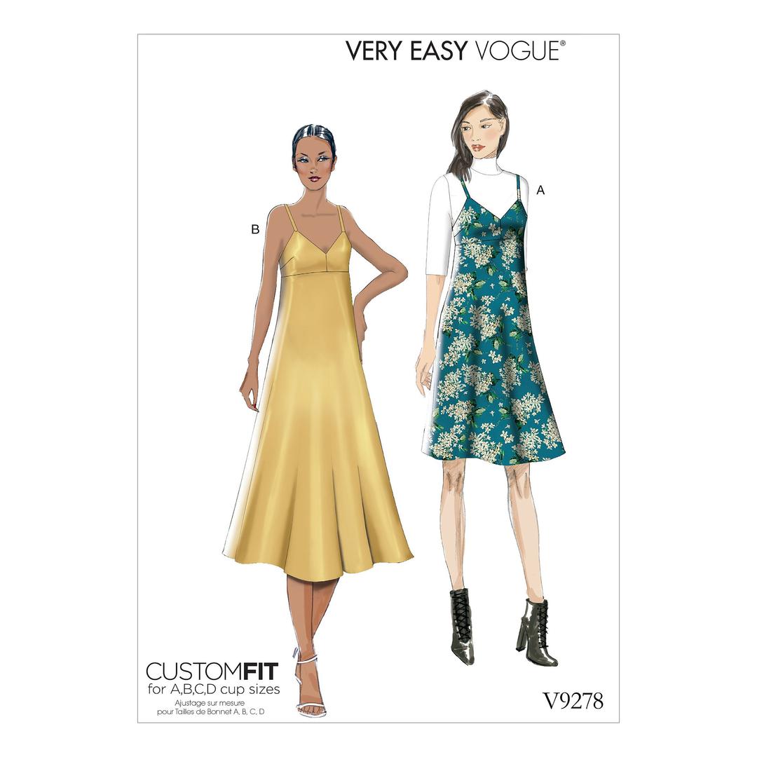 Vogue Patterns - V9278A50 Misses' Slip-Style Dress with Back Zipper, 6-8-10-12-14, Red