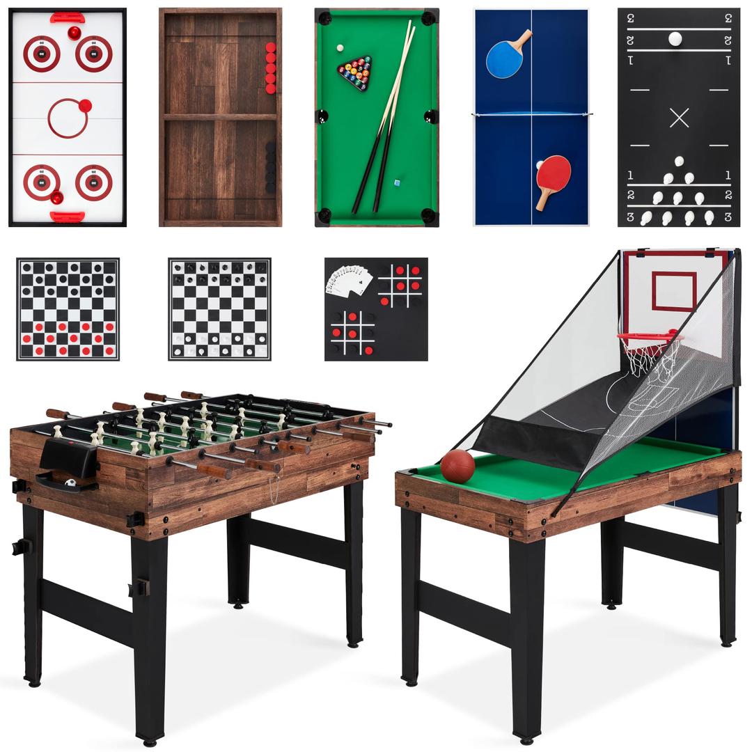 Best Choice Products 13-in-1 Combo Game Table Set for Home, Game Room, Friends & Family w/Ping Pong, Foosball, Basketball, Air Hockey, Archery, Chess, Checkers, Shuffleboard, Bowling