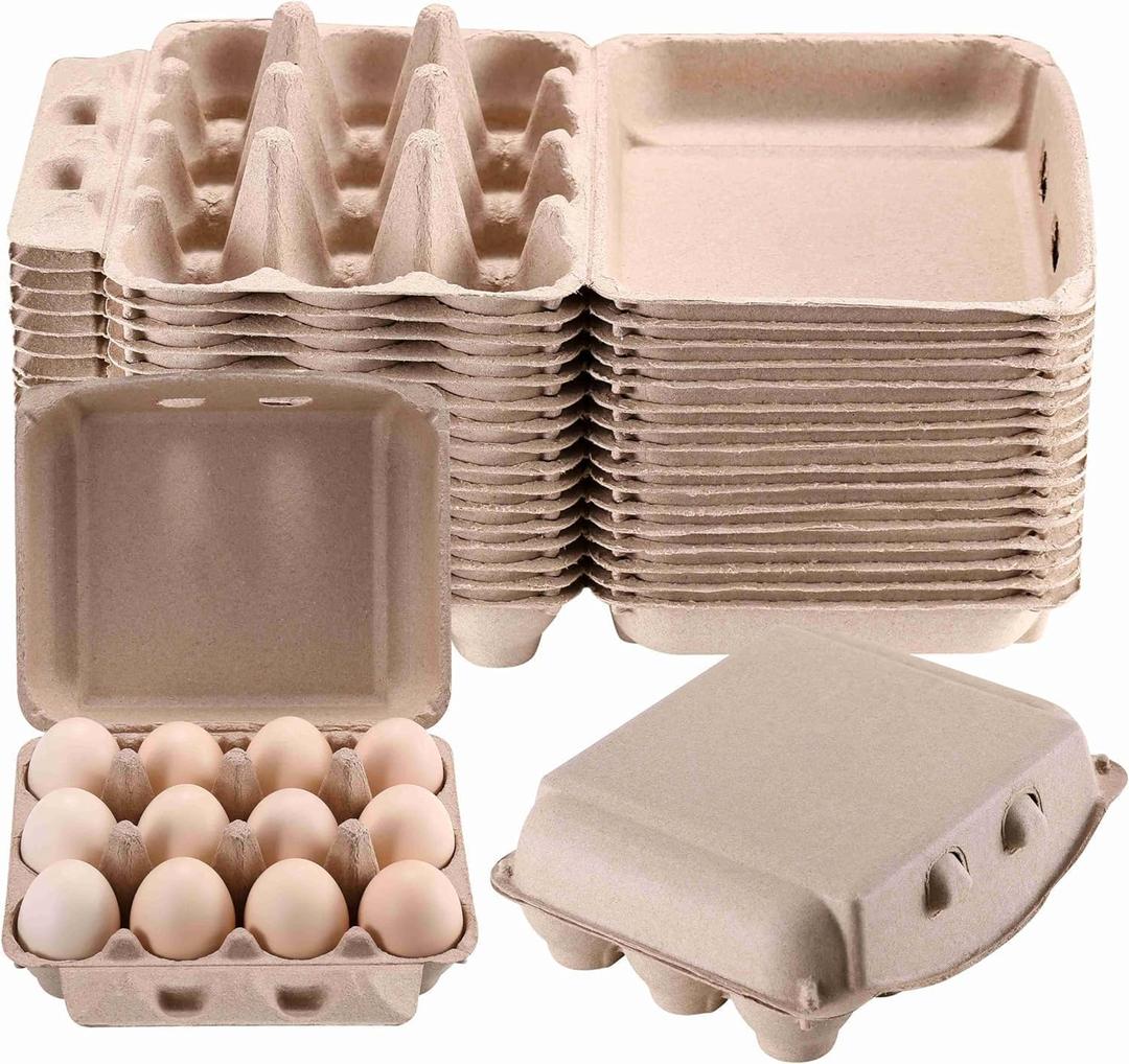 Egg cartons,Egg cartons 12 count,30 pack chicken egg cartons, Classical 3x4 Style Holds Up to One Twelve used as a pulp fiber egg carrier for household, kitchen, and farmhouse egg storage containers