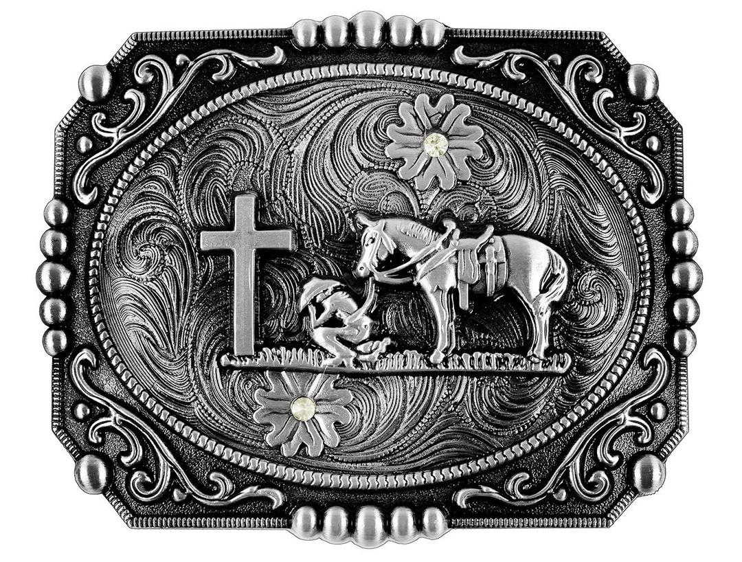 MoranseReligion Cross Cowboy Kneeling Prayer And Horse Design Belt Buckles